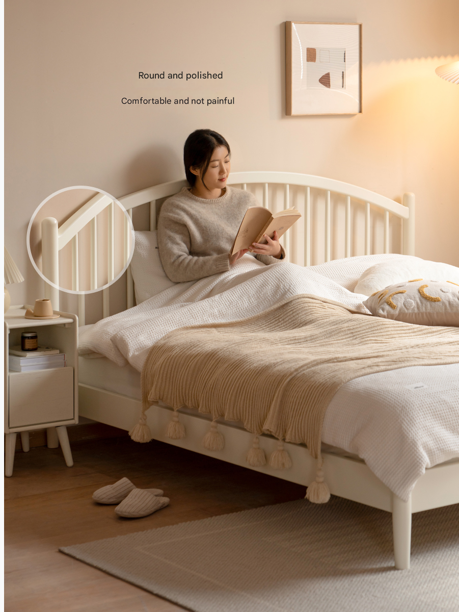Solid Wood Bed Frame - Beech or Poplar - Queen/King Size - Modern & Sturdy Design for Bedroom, Guest Room, or Dorm - Free Shipping & Easy Assembly