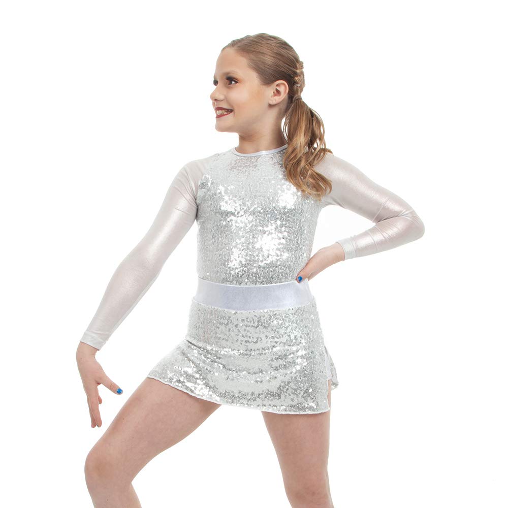 Women's Sequin Raglan Mesh Sleeve Leotard - Dance, Gymnastics & Performance Costume for Stage Shows & Competitions