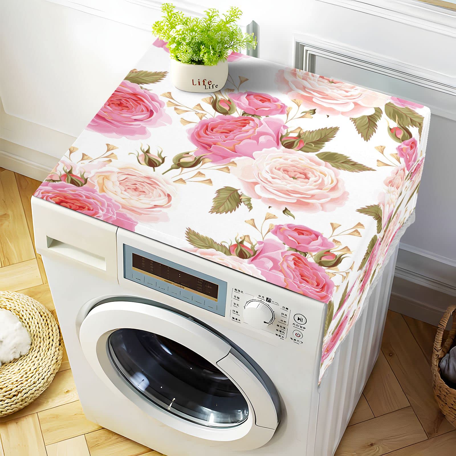 Floral Rose Pink Washing Machine Cover - 51