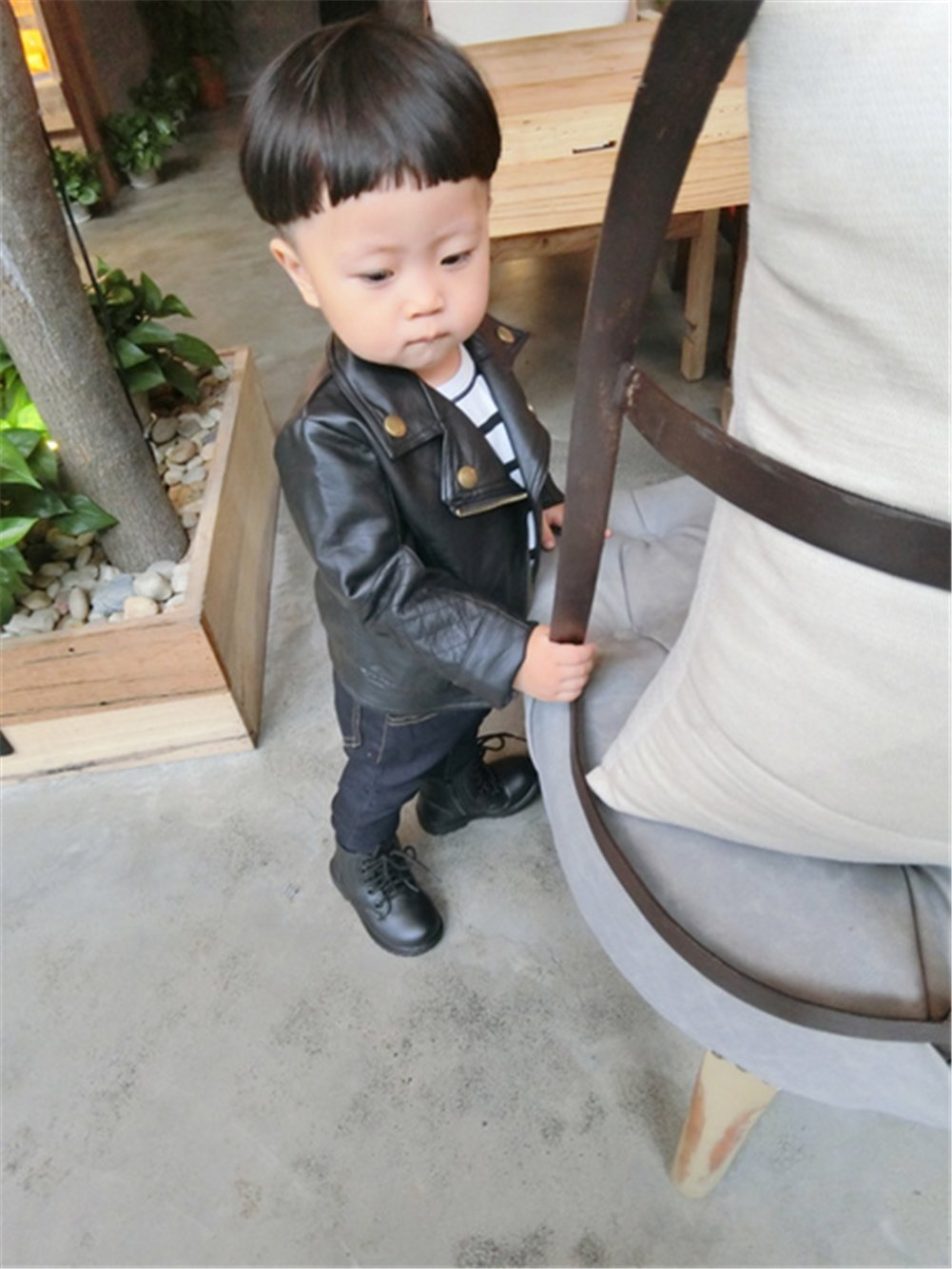 UNIQUEONE Baby Boys & Girls PU Faux Leather Jacket - Stylish Lapel Design with Diagonal Zipper for Spring & Autumn Outerwear | Perfect for Playdates, Family Outings & Photo Shoots