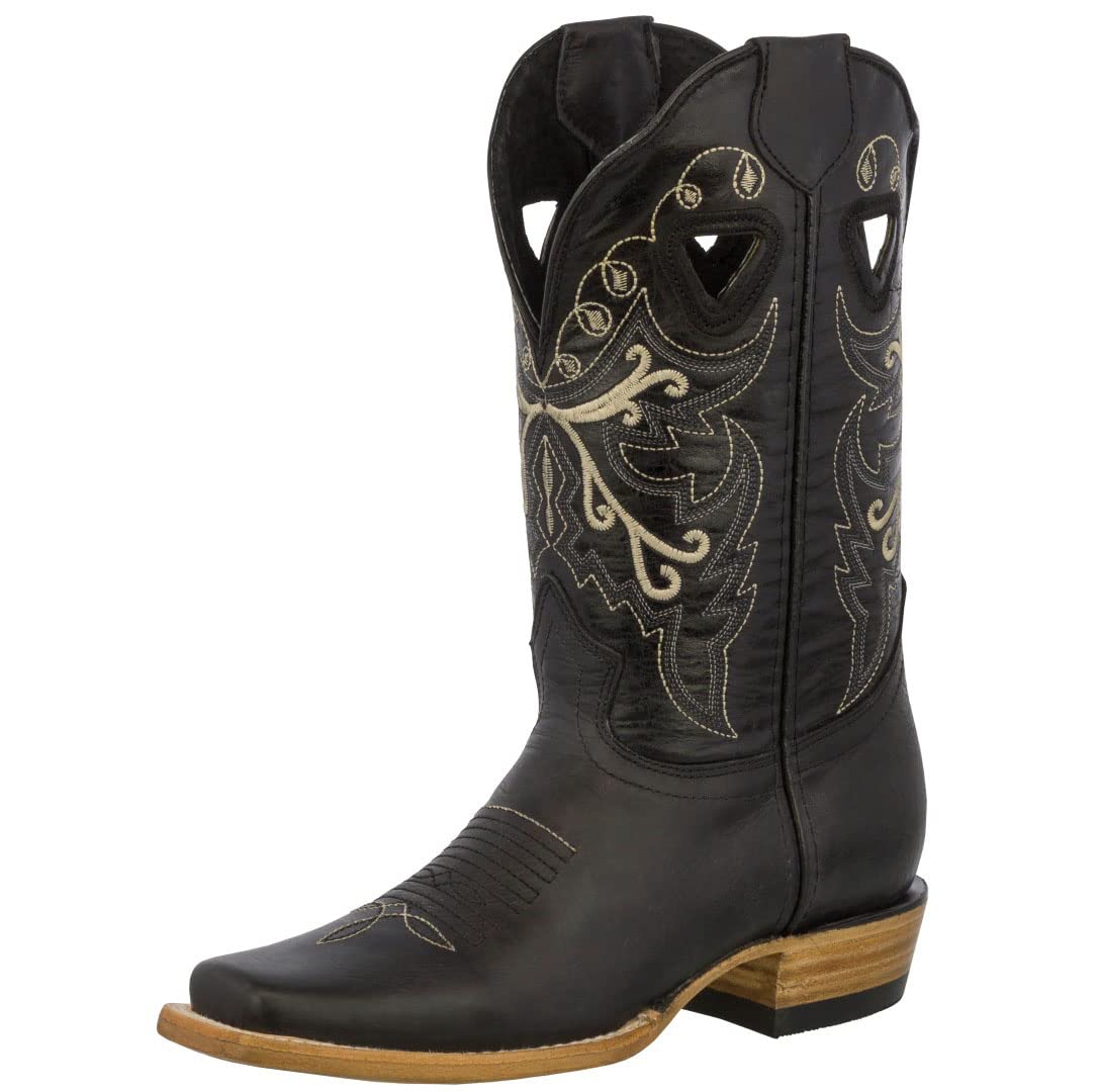 Texas Legacy Women's Jesse Black Western Cowboy Boots - Genuine Leather Square Toe for Country Dancing, Rodeo & Western Fashion