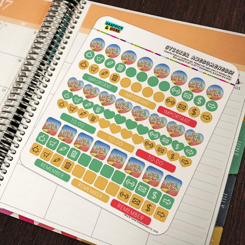 The Wizard of Oz Ruby Slippers Planner Stickers - Scrapbooking, Calendar & Crafting Decorative Sticker Set for DIY Projects & Bullet Journals