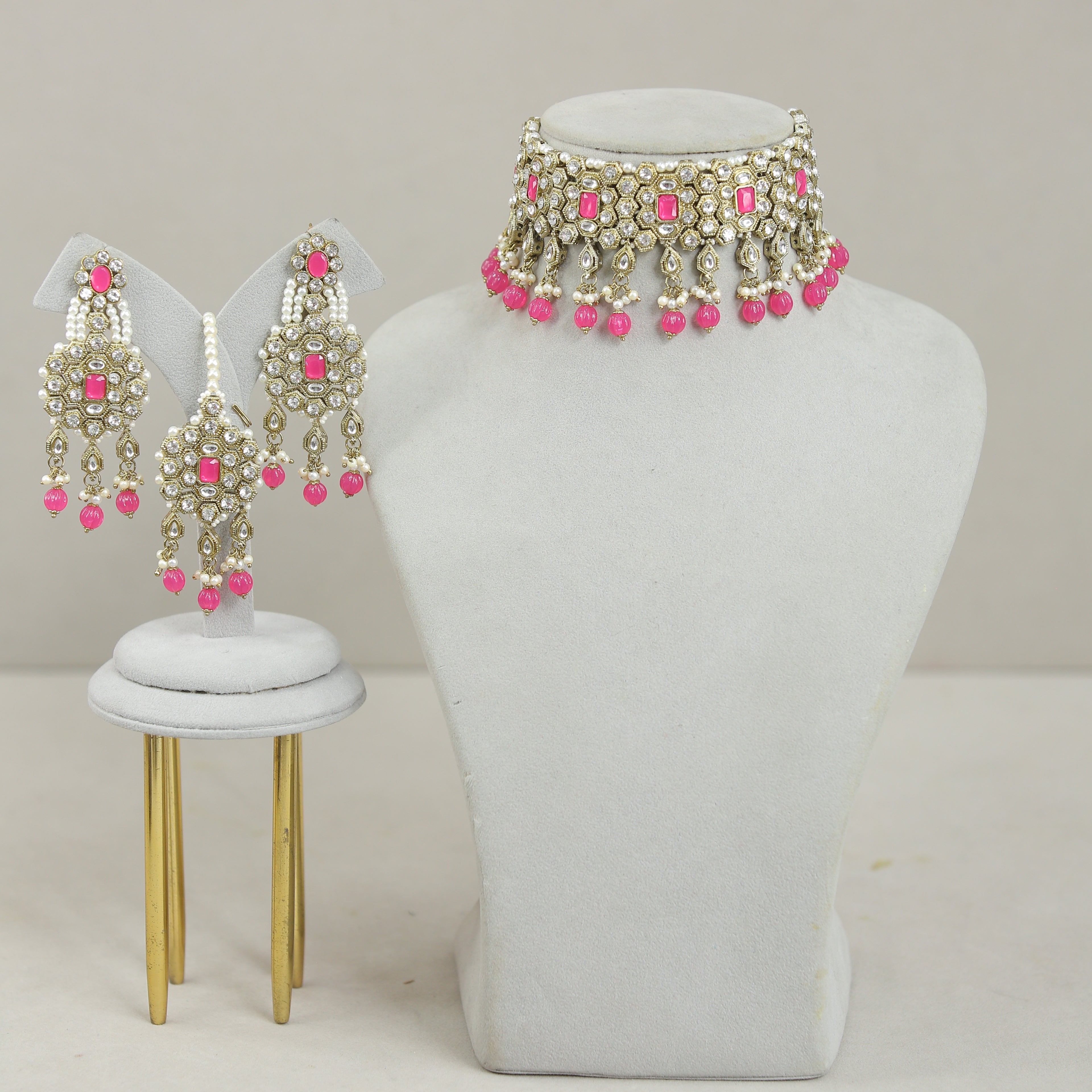 Amanpreet Stone Jewelry Set - Elegant Necklace, Earrings & Bracelet for Women | Perfect for Weddings, Parties & Special Occasions