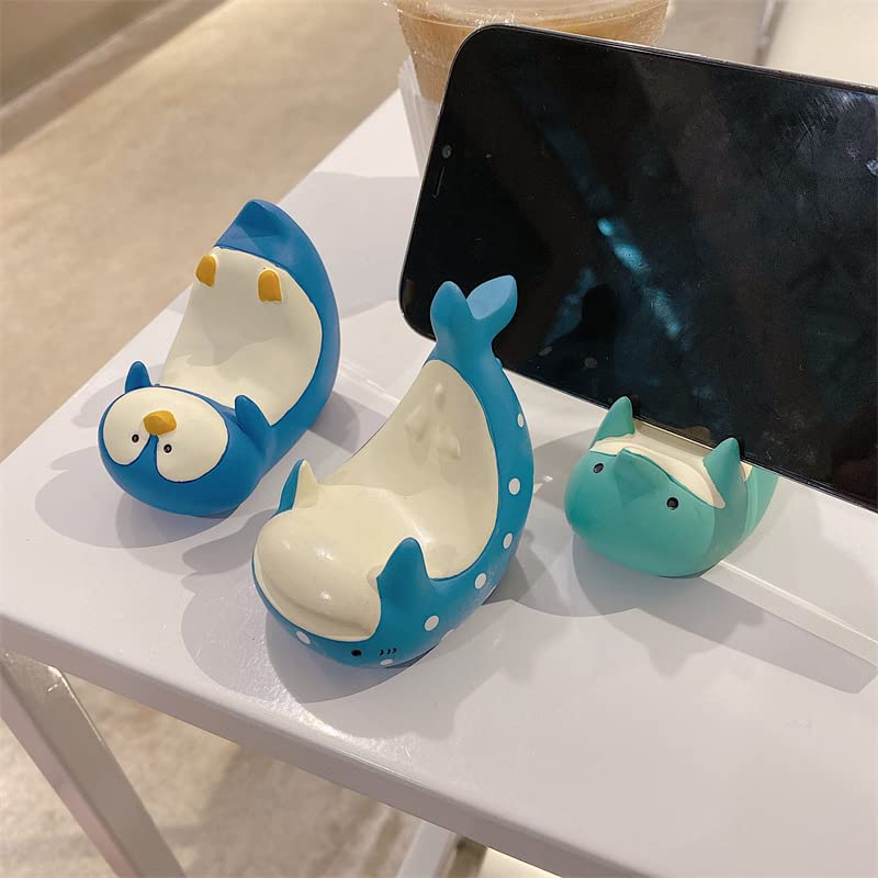 Cute Sea Animal Phone Stand - Dolphin, Seal & Penguin Design, Small Handsfree Cell Phone Holder for Desk, Table, PC & Office Decor - Perfect for Work, Study & Watching Videos (Green Dolphin)