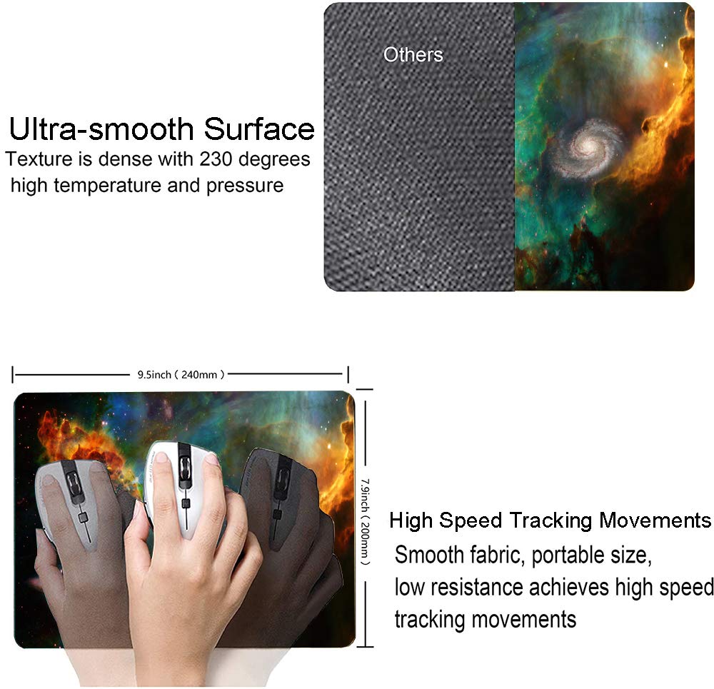 Galaxy Mouse Pad - Non-Slip Rubber Base, Waterproof Square Mousepad for Office & Laptop (9.5