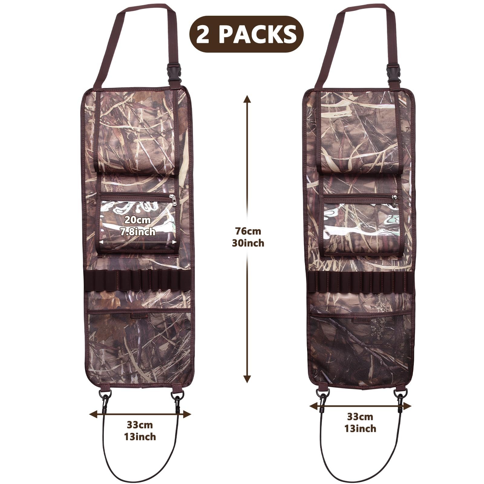 2 Pack Tactical Seat Back Gun Racks for Trucks - Molle Panel Compatible Hunting Rifle & Shotgun Holder - Durable Camo Car Gun Storage - Perfect Hunting Gear Accessory & Gift for Outdoorsmen (Great for Off-Road Adventures & Hunting Trips)