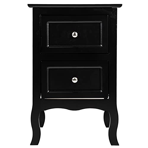 Modern Nightstand with Drawer - Compact Bedside Table for Small Spaces, Multi-Functional End Table for Bedroom & Living Room - Home Office Storage Cabinet with Sliding Drawer and Shelf (Black, 1-2 Drawers) - Perfect for Apartment Living, Dorm Rooms and Space-Saving Bedside Storage