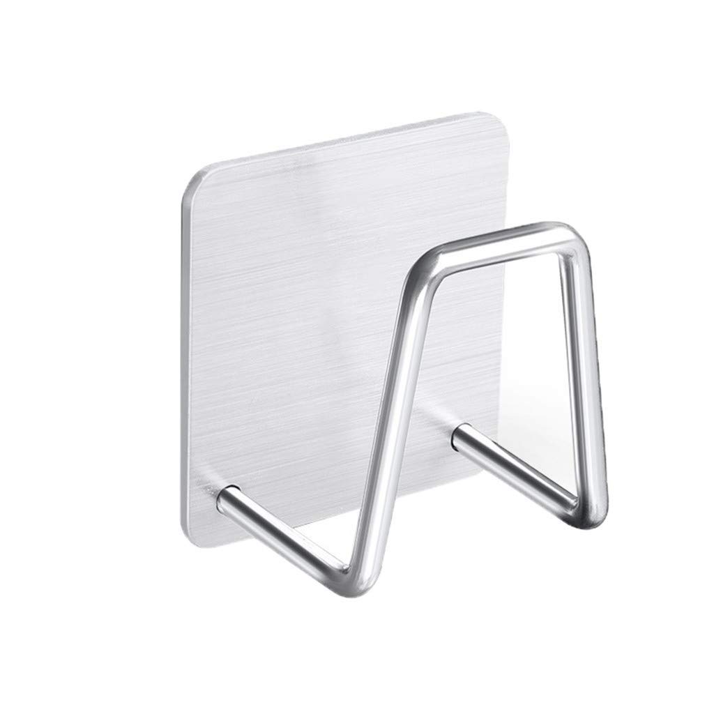 Zerlibeaful Stainless Steel Soap Sponge Holder & Wooden Plate Rack Set (2PC) - Kitchen Organizer for Dishwashing Brush, Liquid Soap & Utensils - Perfect for Wall Mounting in Kitchen, Dining & Bar Areas - Multicolor, One Size