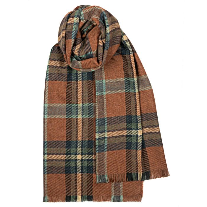 Antique Tartan Luxury Fine Wool Stole - Premium Scottish Plaid Shawl for Women - Perfect for Winter, Weddings & Formal Events