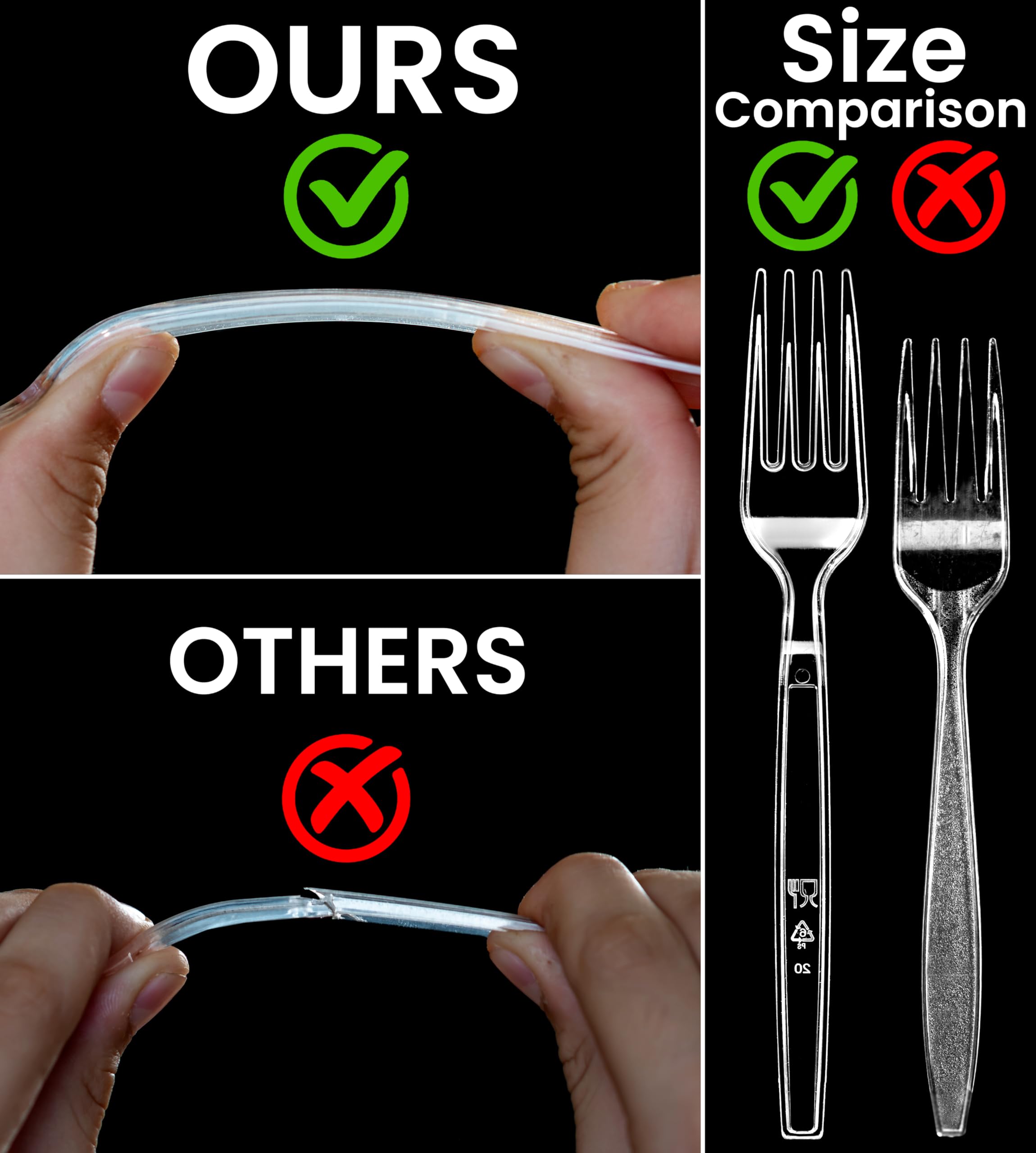 50-Pack Clear Disposable Plastic Forks - Heavy Duty, Shatter-Resistant & Eco-Friendly Utensils for Parties, Picnics & Catering Events