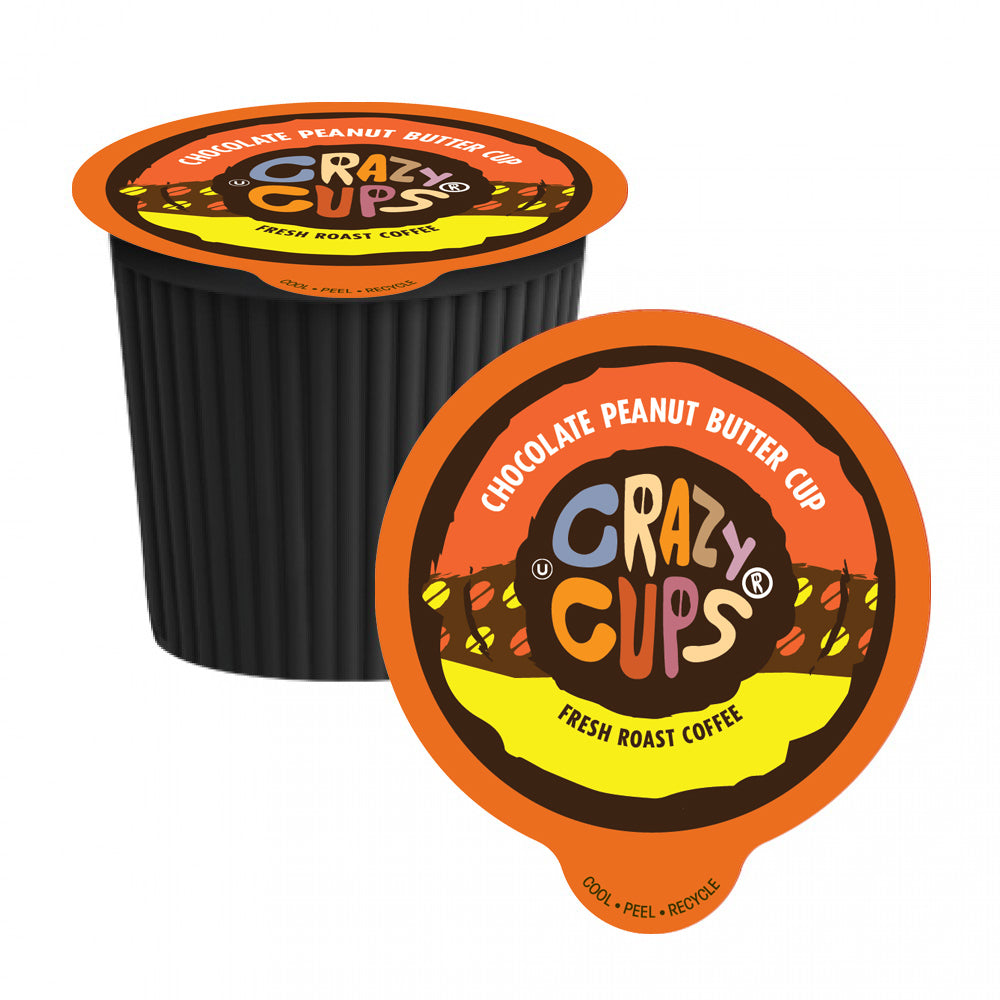 Crazy Cups Chocolate Peanut Butter Cup Single Serve Coffee Pods - 22 Count Pack | Rich Flavored Coffee for Keurig Machines | Perfect for Breakfast, Office & Home Brewing