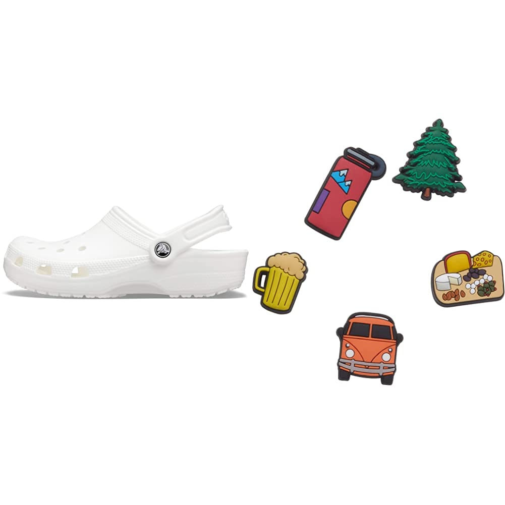 **Crocs Classic Clog for Men & Women - Comfortable Slip-On Shoes with 5 Jibbitz Charms - Perfect for Travel, Work & Casual Wear**