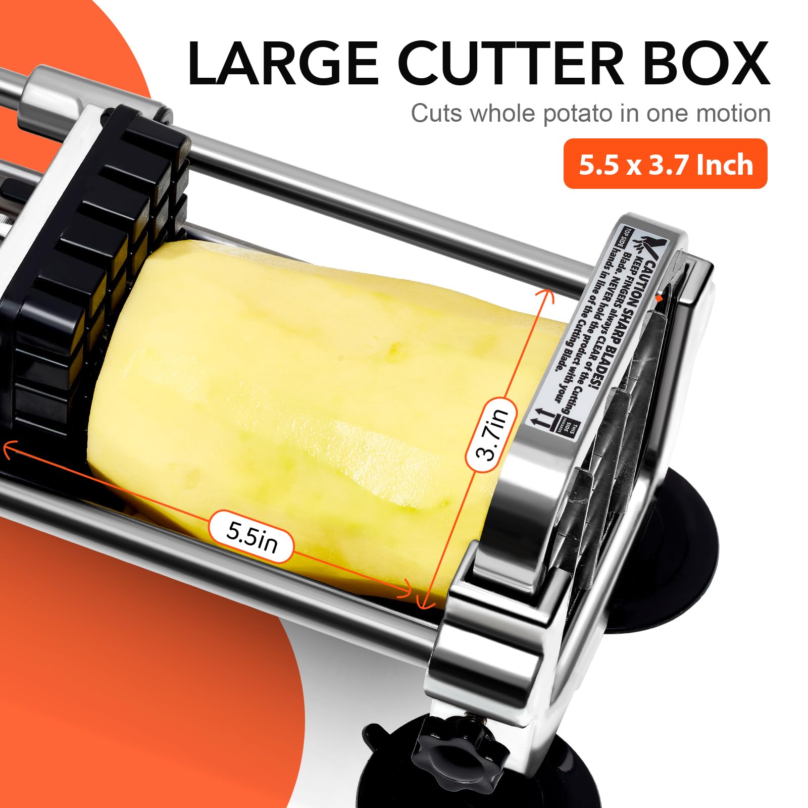Premium Stainless Steel French Fry Cutter - Dual Blade (1/2