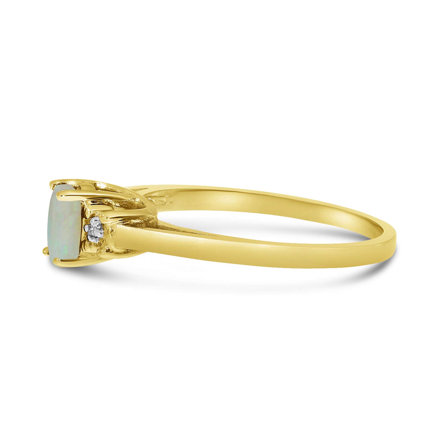 14K Yellow Gold Oval Opal and Diamond Ring for Women - Elegant Birthstone Jewelry Gift for Anniversary, Engagement, or Special Occasions