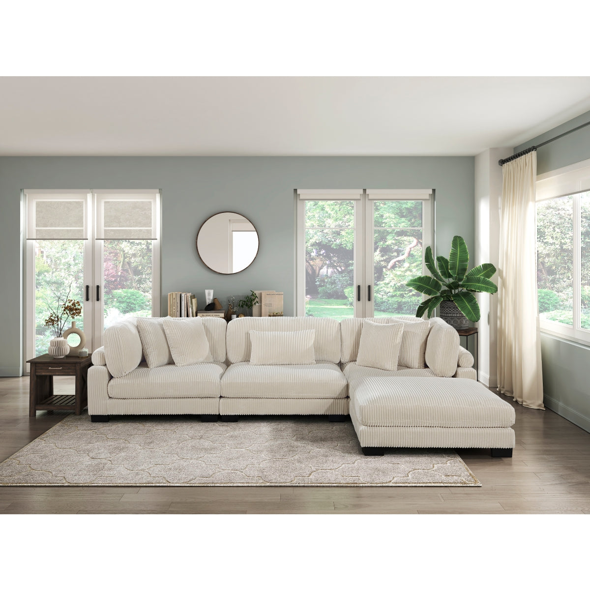 Beige Corduroy Upholstered Ottoman Footrest - Soft & Durable Living Room Furniture for Home Decor, Comfortable Seating & Extra Storage | Perfect for Small Spaces, Bedroom, Nursery & Lounge Areas