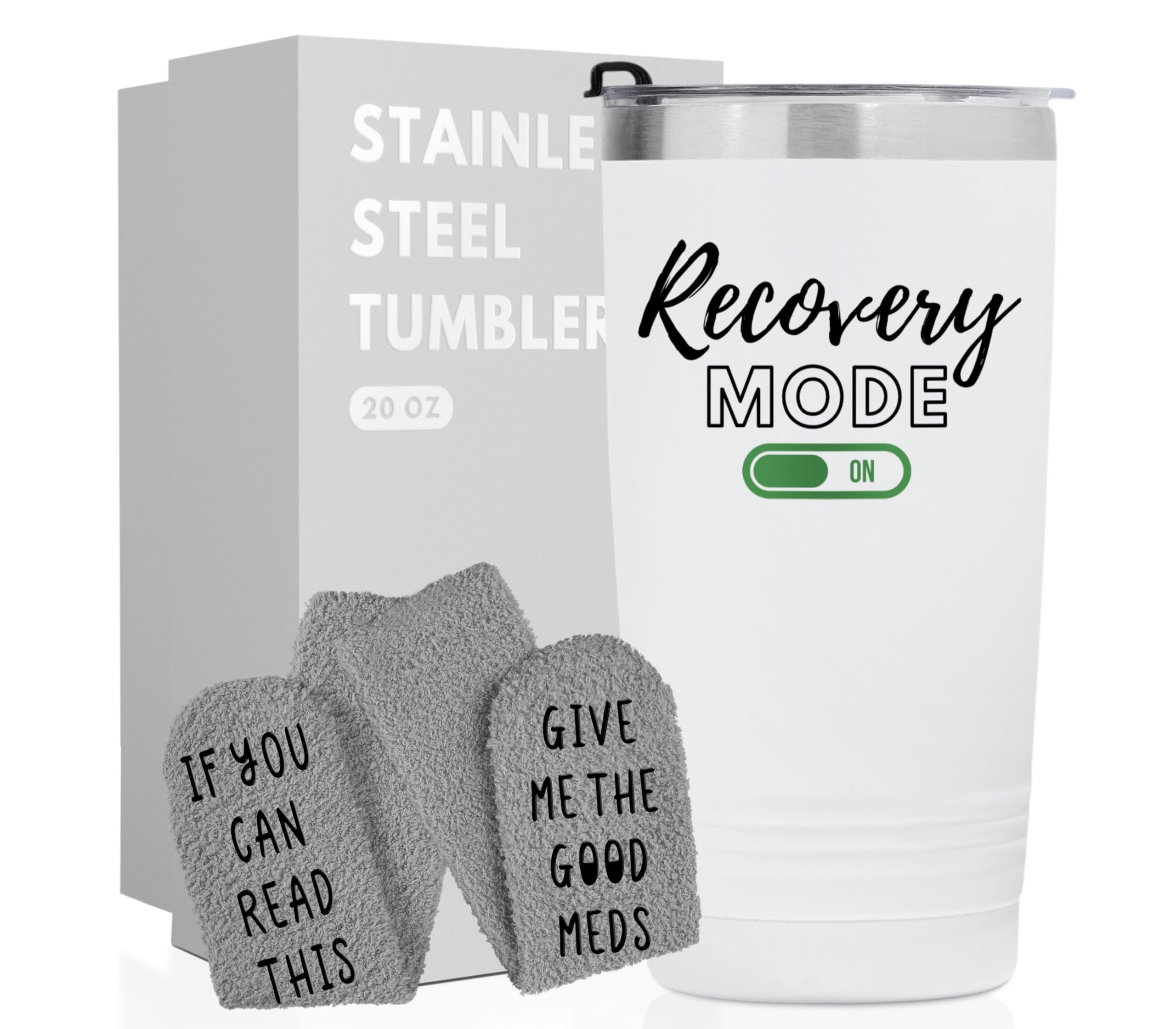 Funny Get Well Soon Gifts for Women & Men - 20oz Inspirational Hospital Mug with Socks (If You Can Read This Bring Me) - Perfect Surgery Recovery & Chemo Patient Gift for Hospital Stay, Home Care & Comfort