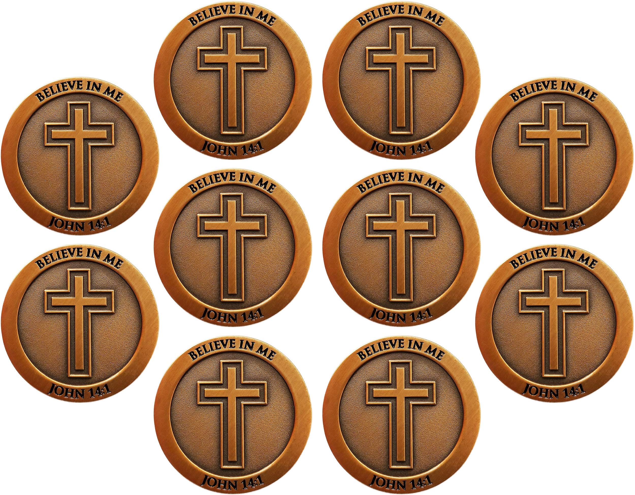 10 Pack Don't Be Anxious Coin Set - Antique Gold Plated Worry Stones for Anxiety Relief, Inspirational Challenge Coins with 1 Peter 5:7 Verse - Perfect for Stress Management, Office Desk Decor & Thoughtful Christian Gifts
