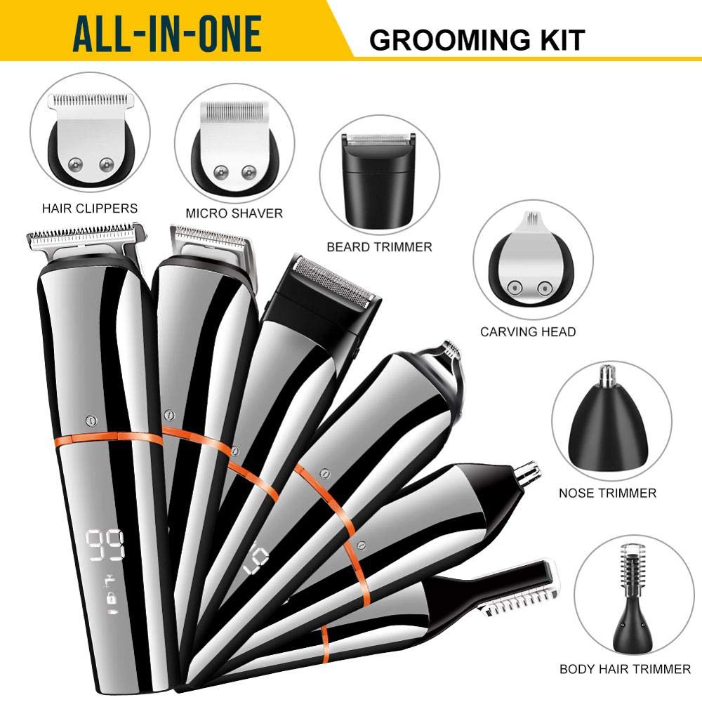 Professional Hair Clippers for Men - 6-in-1 Hair Trimmer Kit with Body Groomer, Razor Shaver, Nose & Beard Trimmer | Perfect for Home Barbering, Travel & Personal Grooming