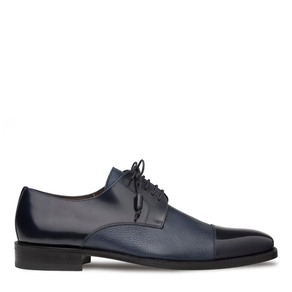 Mezlan Soka Blue Cap Toe Dress Shoes for Men - Premium Leather Oxfords for Business, Formal & Wedding Occasions