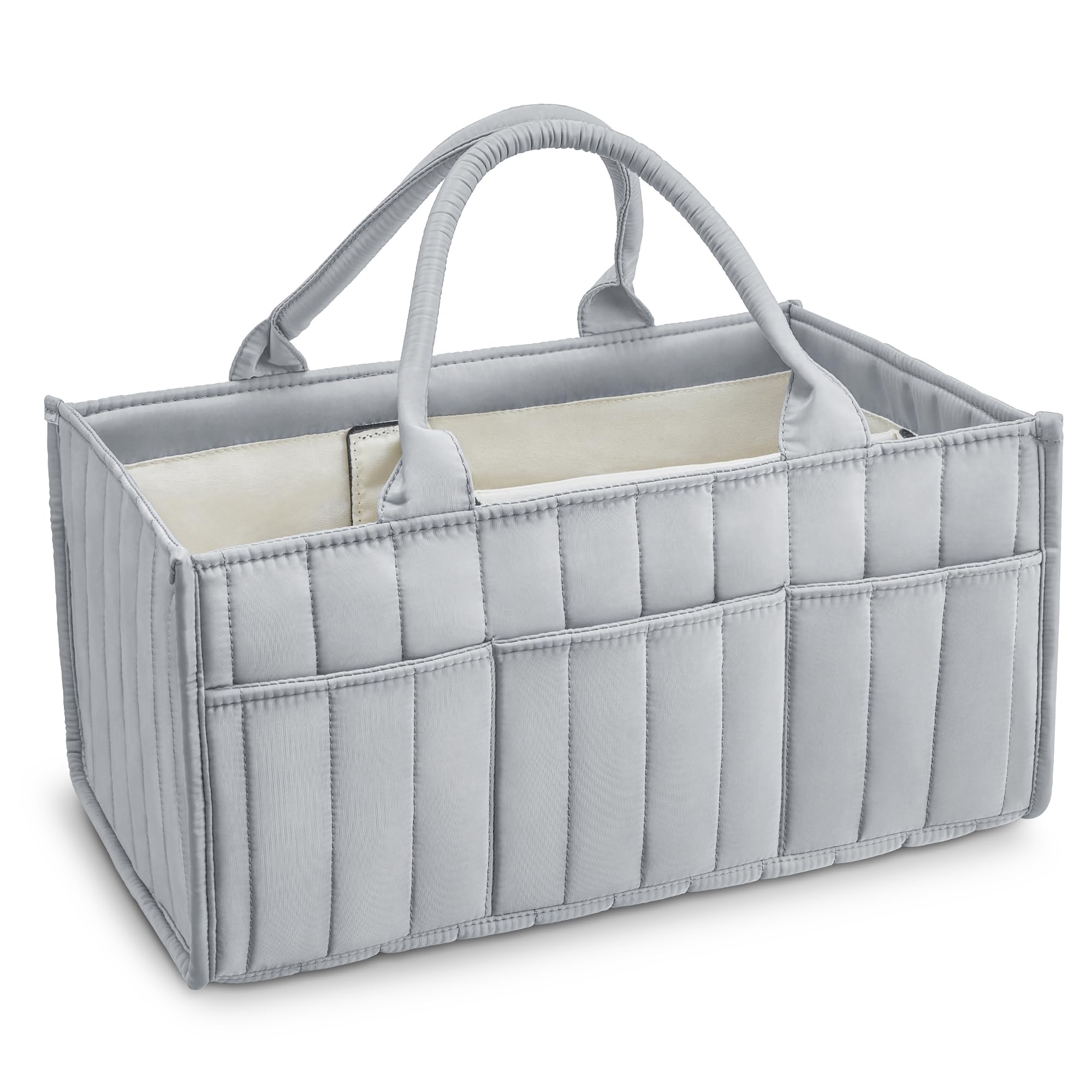 Starry Sky Grey Diaper Caddy Organizer with Handles & Removable Dividers - Portable Diaper Storage Bag for Car, Nursery & Travel - Baby Essentials Organizer Basket & Tote for Easy Storage & Organization