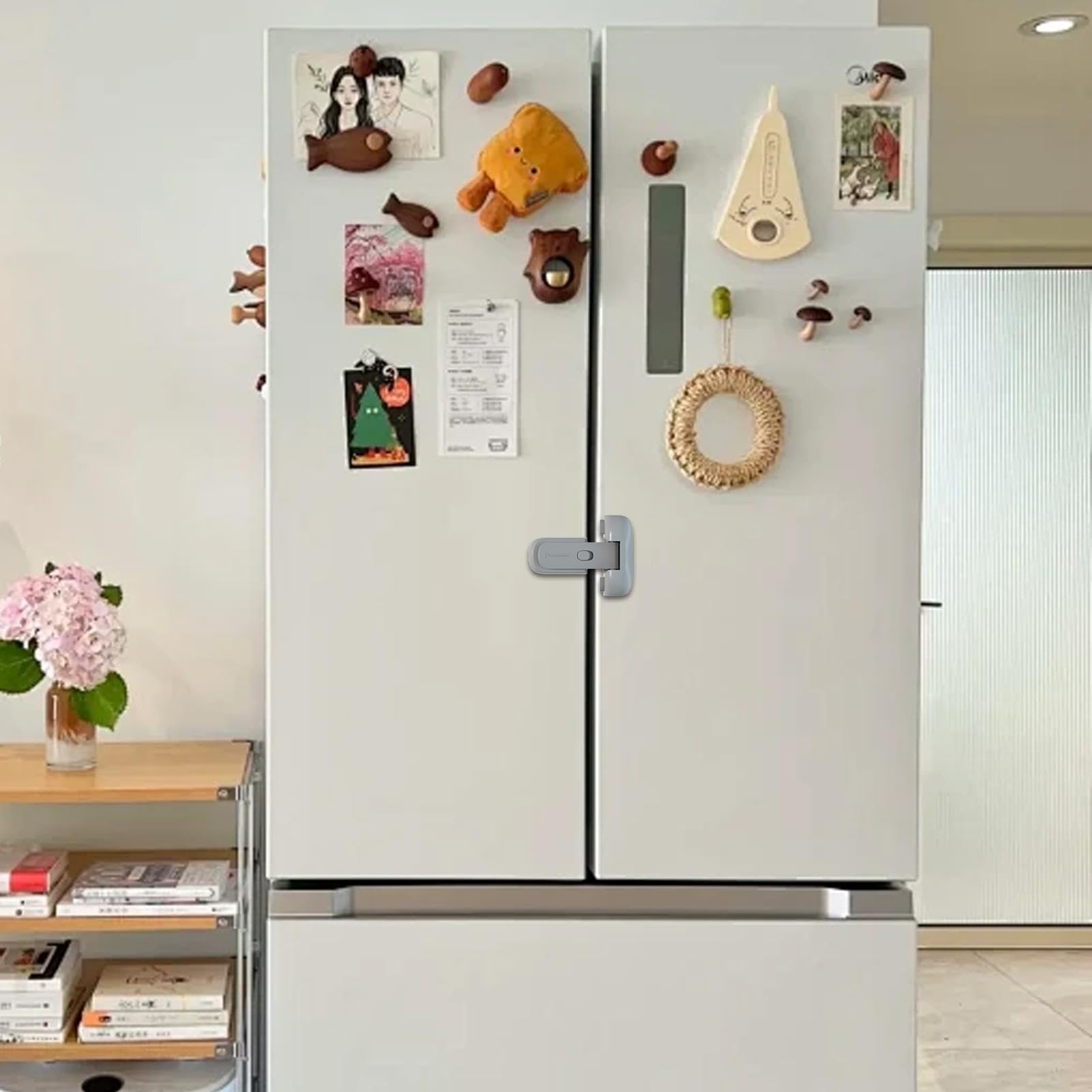Child Safety Fridge Locks - Self-Adhesive Baby Proof Refrigerator Lock | Secure Multifunctional Door Latch for Home Kitchen Safety | Perfect for Toddler Protection & Pet Proofing