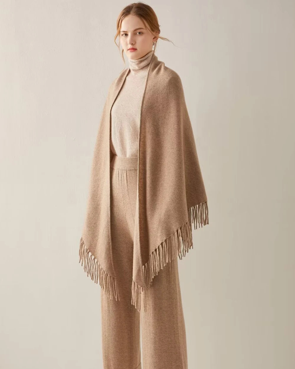 Luxury Triangular Tassel Cashmere Scarf - Soft Winter Shawl Wrap for Women - Perfect for Cold Weather, Office & Evening Outfits