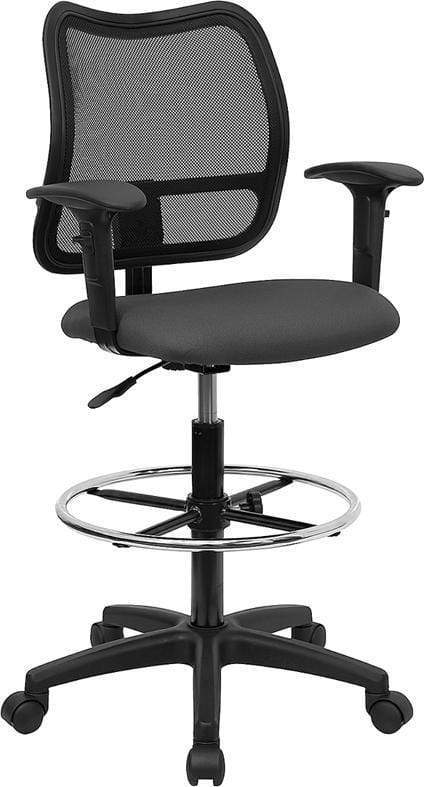 Ergonomic Contoured Mid Back Mesh Stool with Lumbar Support - Black [WL A277 BK D GG] - Perfect for Office, Gaming & Home Workspace Comfort
