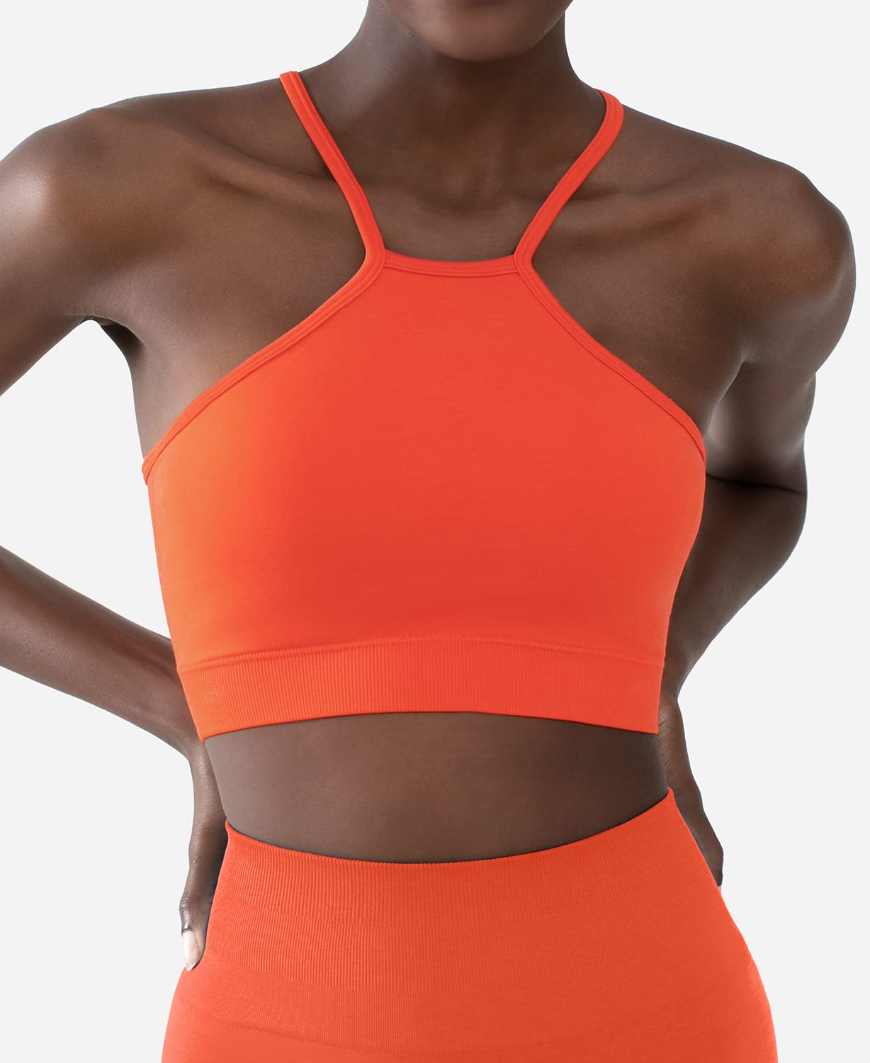 CELER Women's High Neck Seamless Sports Bra - Low Impact Workout Top for Yoga, Gym & Running - Breathable & Supportive Crop Top for Active Lifestyles