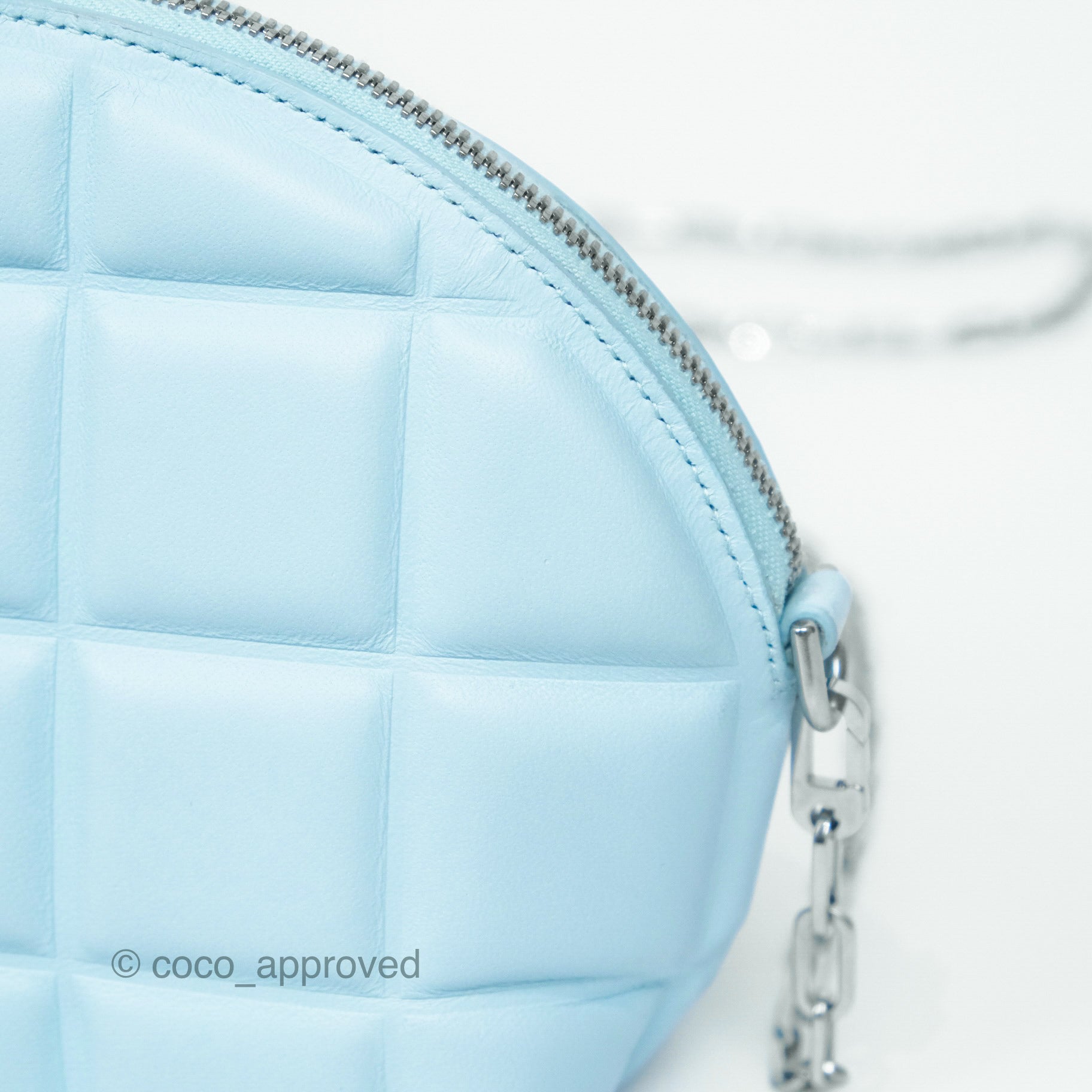 Bottega Veneta Mini Half Moon Bag in Topazio Blue Nappa Lambskin with Silver Hardware - Luxury Crossbody Purse for Women, Perfect for Date Night & Evening Events