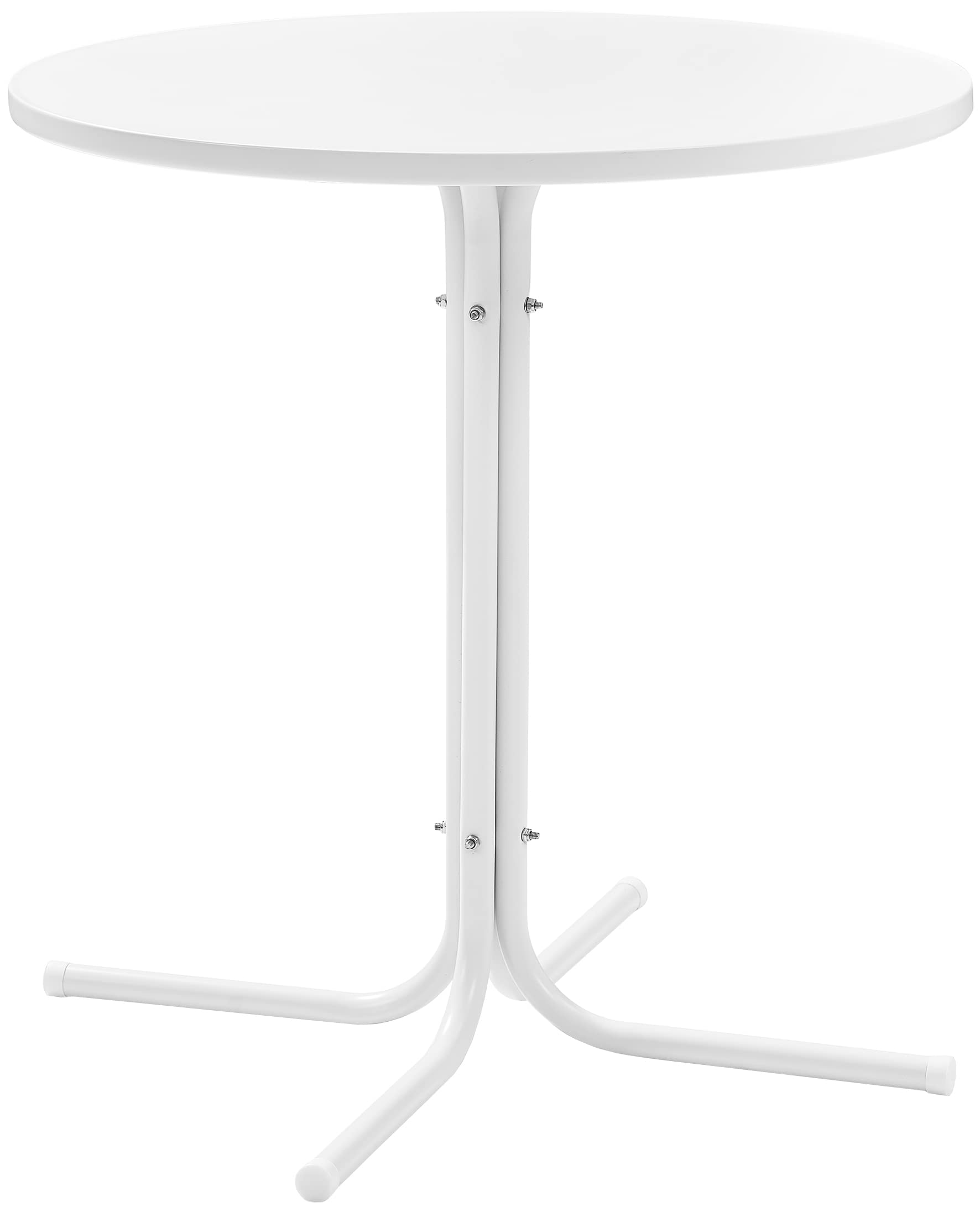 Crosley Griffith Round Outdoor Bistro Table - Retro Metal Patio Dining Table for Garden, Porch, Deck - White Satin Finish - Perfect for Small Space Entertaining & Al Fresco Dining