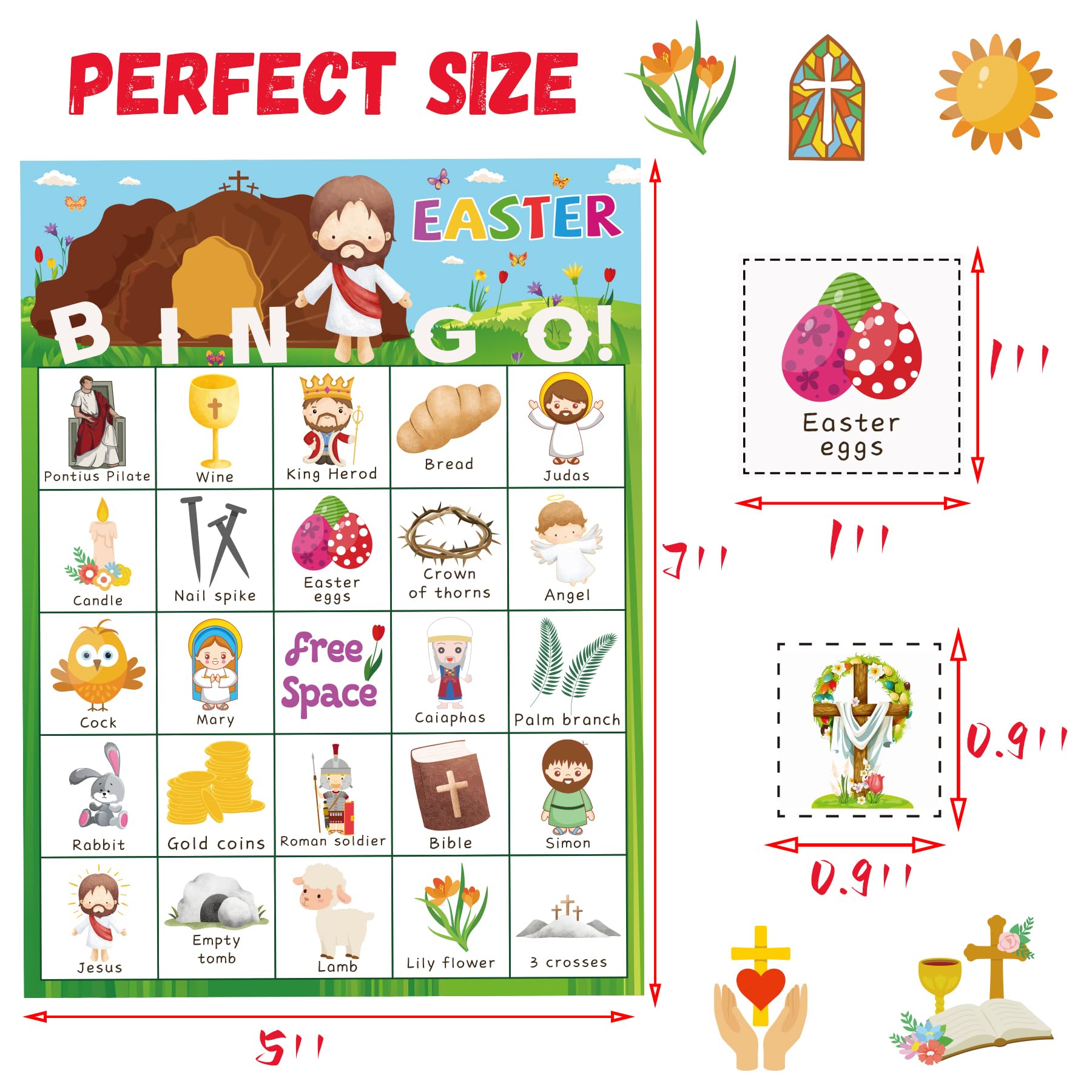 Religious Easter Bingo Game Set - 24 Christian Themed Bingo Cards for Adults, Teens & Family - Perfect for Easter Sunday Parties, Church Events & Holiday Gatherings
