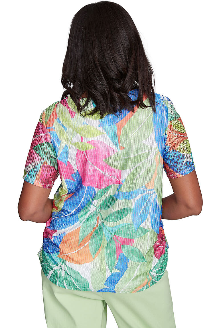 Stylish Parrot Cay Tropical Mesh Top for Women - Breathable Summer Beachwear & Casual Outfit