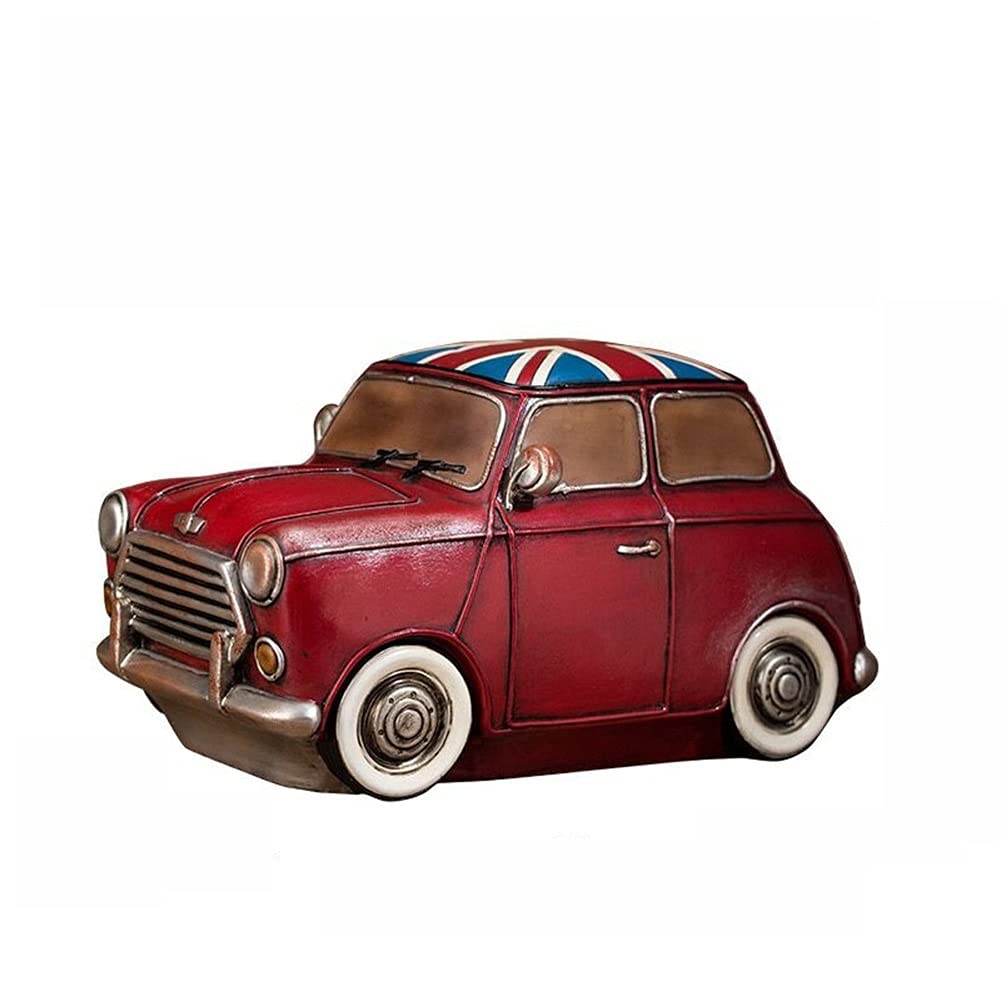 WYH Retro Red Car Resin Piggy Bank - Unbreakable Money Jar for Adults & Kids, Creative Cash Savings Box, Perfect Birthday Gift & Home Decoration (Color: M) - Great for Saving Coins, Teaching Kids Money Management & Unique Home Office Decor