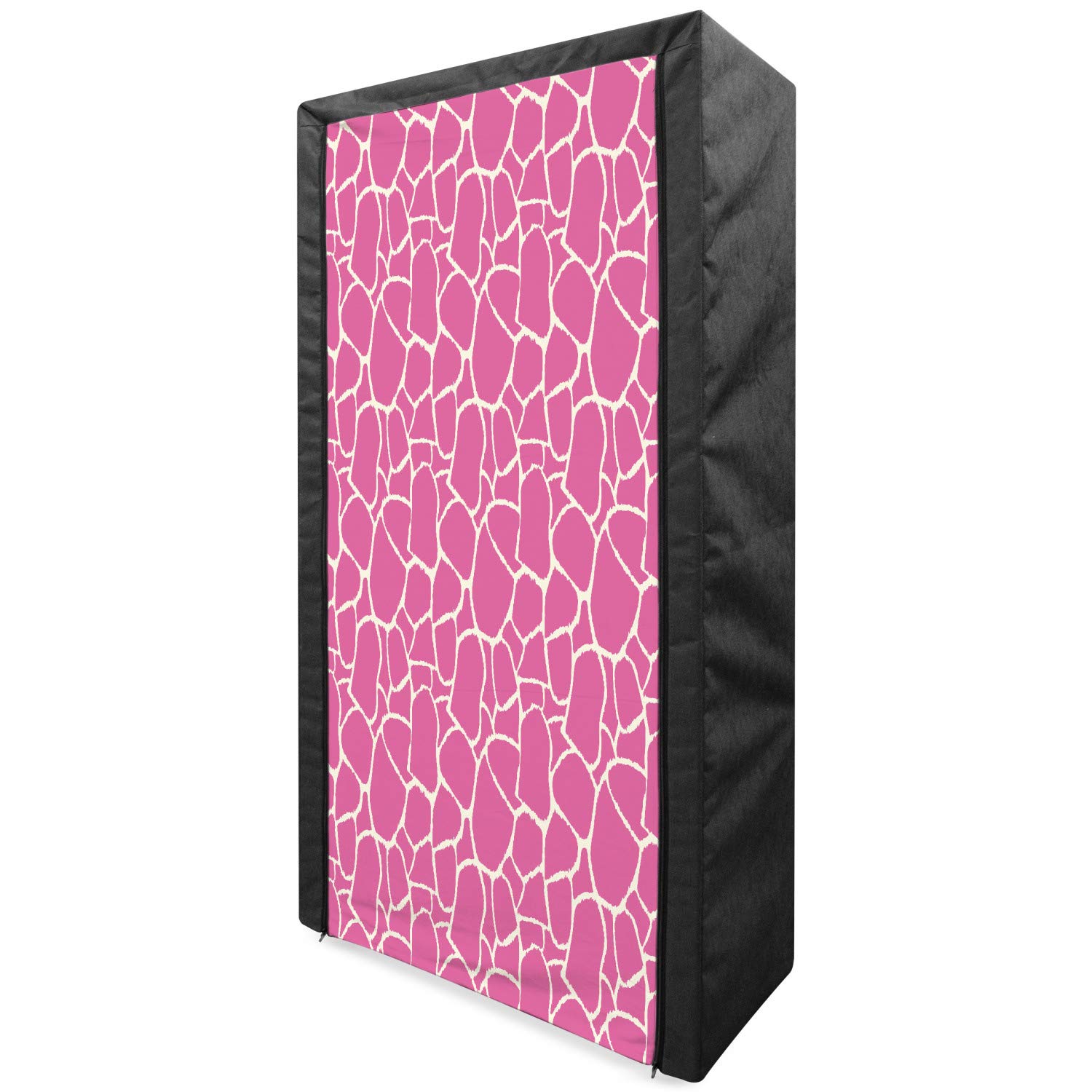 Ambesonne Hot Pink Portable Fabric Wardrobe with Abstract Giraffe Print - 33.5