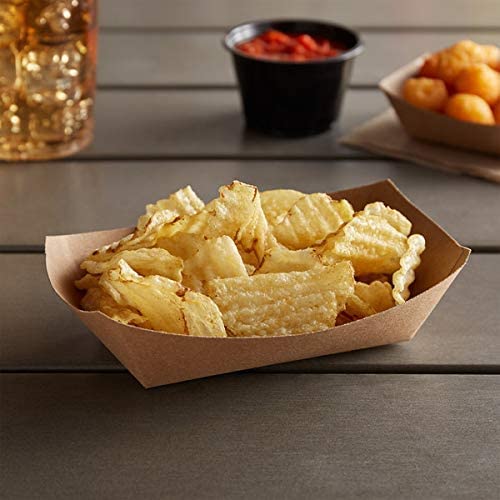 Eco-Friendly Disposable Kraft Paper Food Trays - 100% Biodegradable & Recyclable Picnic Serving Trays for Hot/Cold Food - Perfect for Outdoor BBQ, Camping, Parties & Events (0.25Lb, Pack of 100)