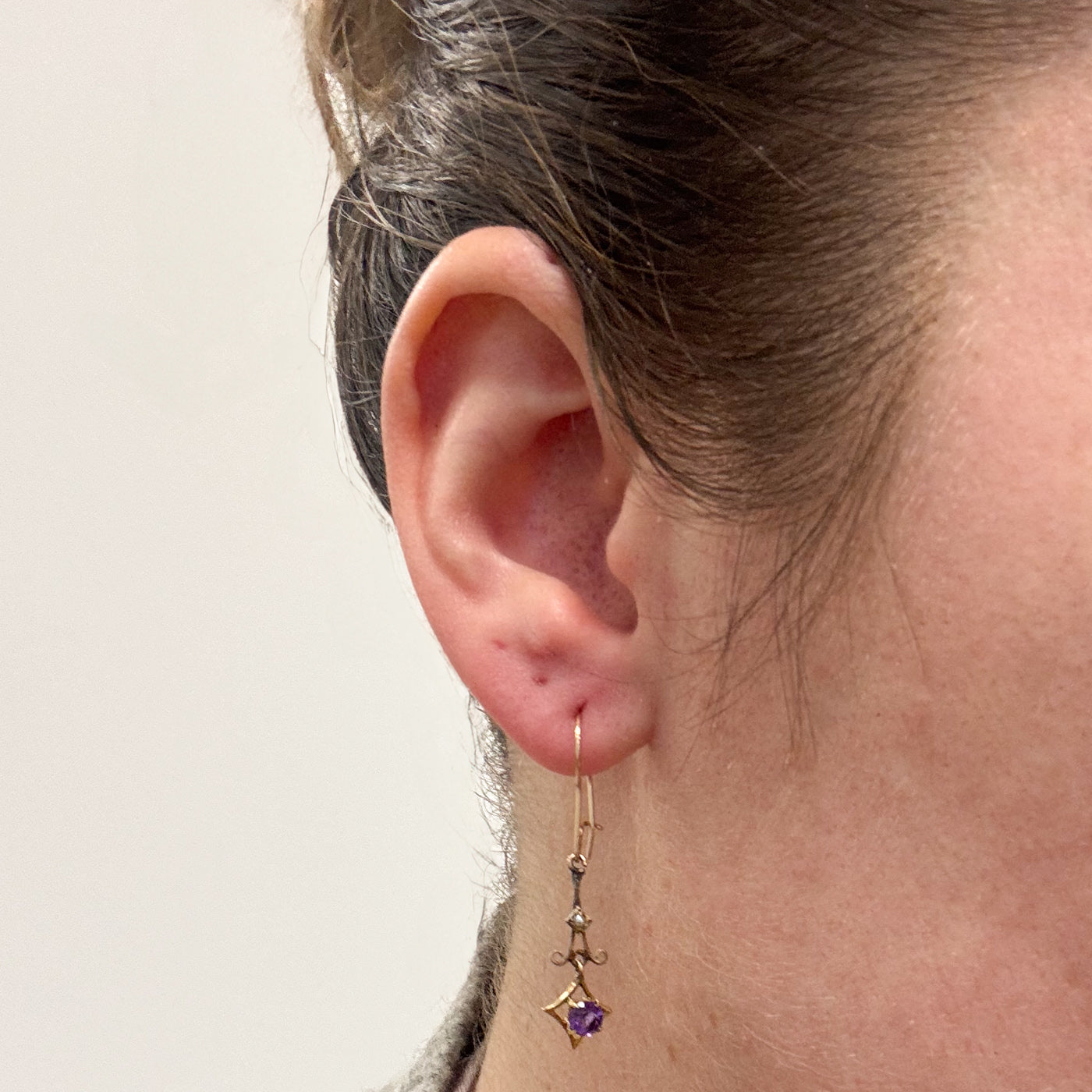 Vintage Amethyst & Pearl Dangle Earrings | 0.75ctw | 925 Sterling Silver | Elegant Jewelry for Women | Perfect for Weddings, Parties & Special Occasions