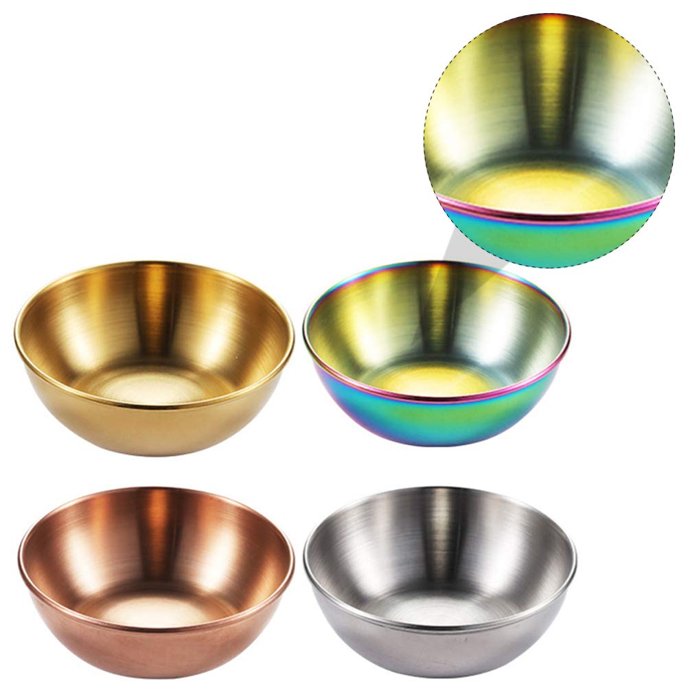 4-Piece Stainless Steel Sauce Dishes Set - Versatile Condiment Bowls for Appetizers, Dips & Kitchen Use | Durable, Easy-Clean Mini Serving Plates | Perfect for Parties, Restaurants & Home Dining