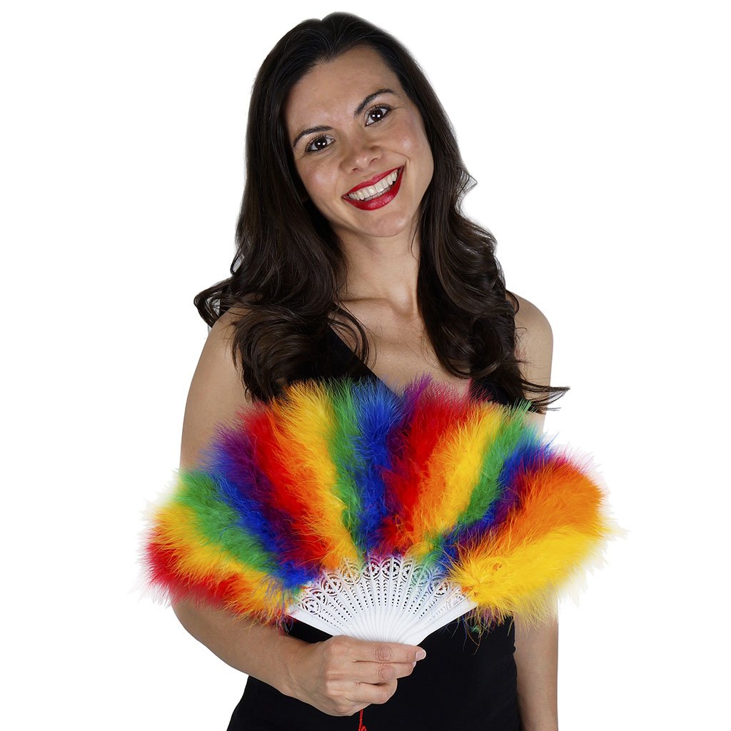 ZUCKER Small Marabou Feather Hand Fan - Foldable Flapper Fan for Dance, Wedding, Halloween Costume - Vintage Style Party Accessory for Burlesque, Cabaret & Photo Props