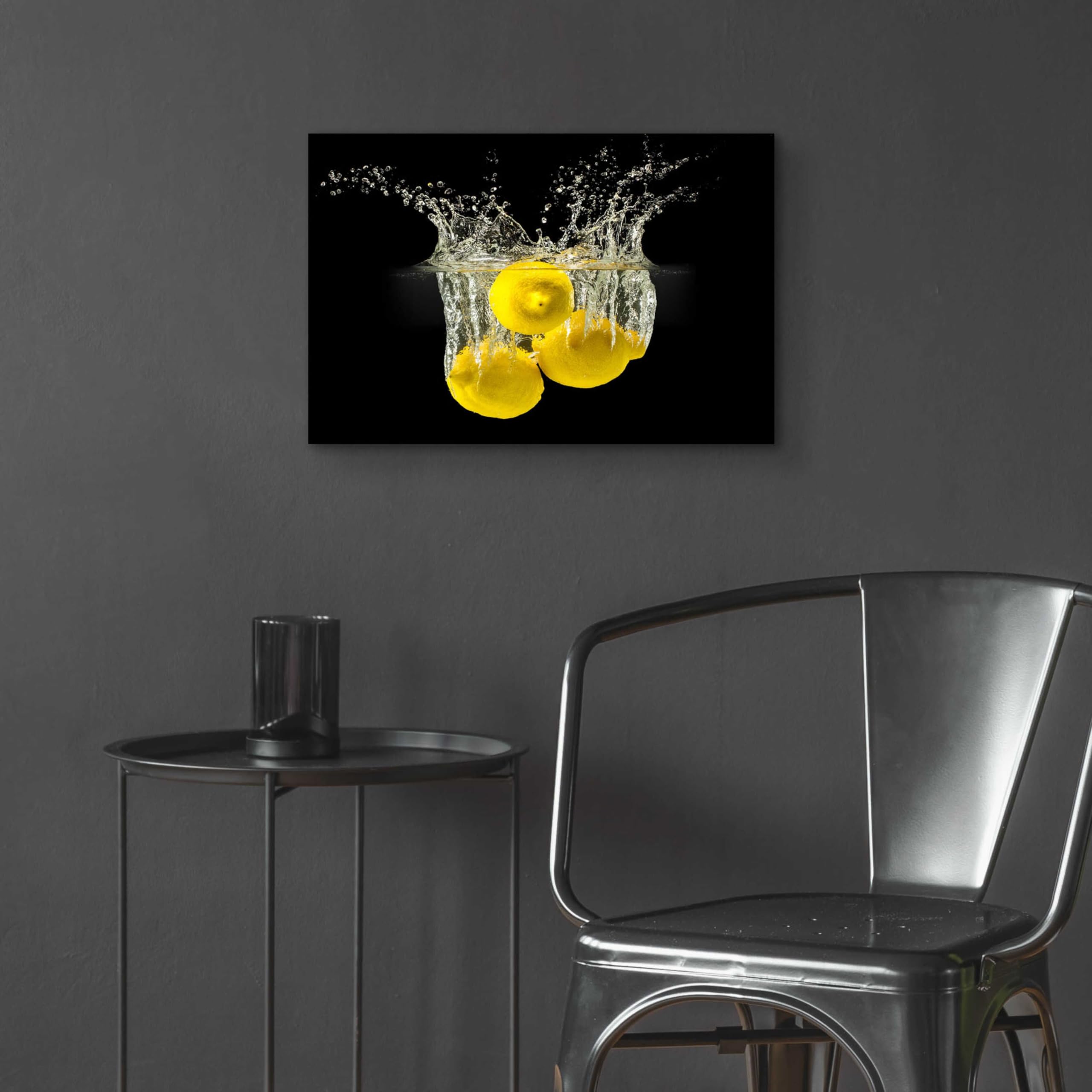 Epic Art 'Lemon Splash' Abstract Painting - 24x16 Inch Acrylic Glass Wall Decor - Modern Home & Office Artwork for Living Room, Bedroom, Kitchen Decor