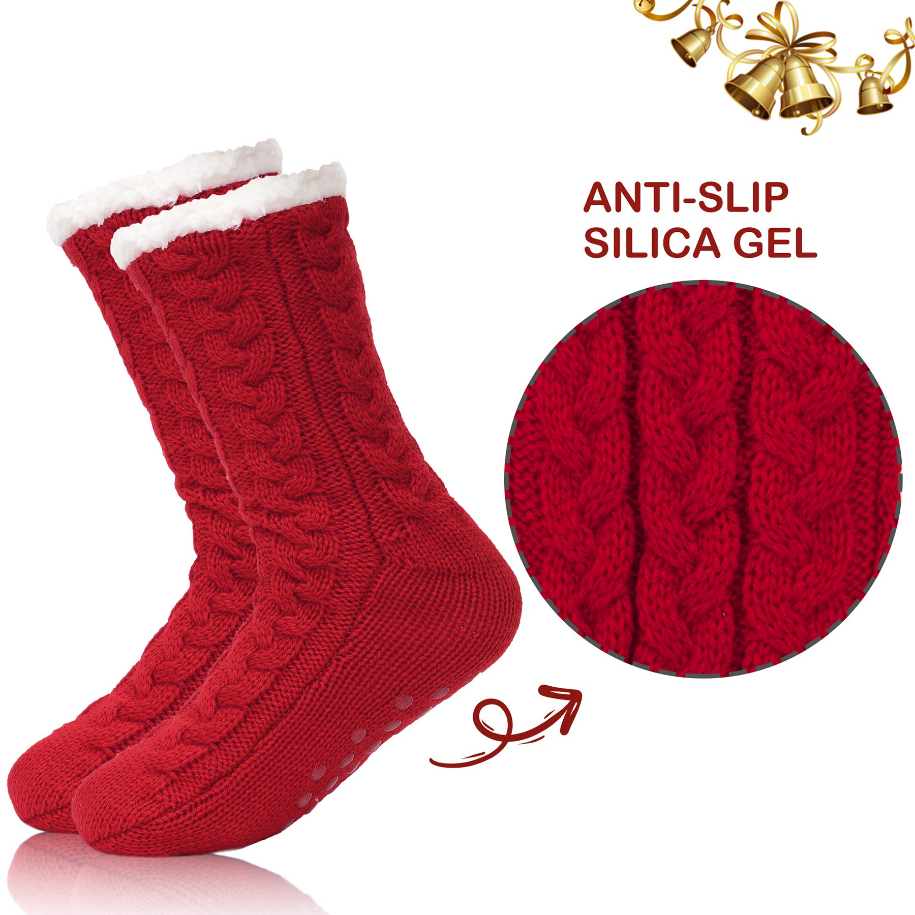 Zando Cozy Fleece Socks for Women & Elderly - Non-Slip Winter Warm Socks with Grips - Perfect for Cold Weather, Home, Hospital & Gift Giving