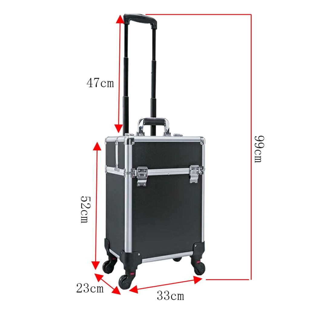 MERTNK 2-in-1 Rolling Makeup Storage Cart & Travel Case - Black Cosmetic Organizer on Wheels for Beauty Professionals & Home Use - Perfect for Salon, Makeup Artists, and Travel Organization