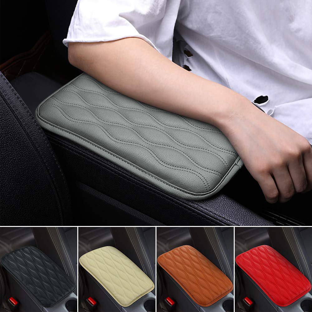 SUHU Universal Auto Center Console Cover Pad - Waterproof Leather Armrest Cover for SUV, Truck, Car (Gray) | Protects & Enhances Vehicle Interior Comfort