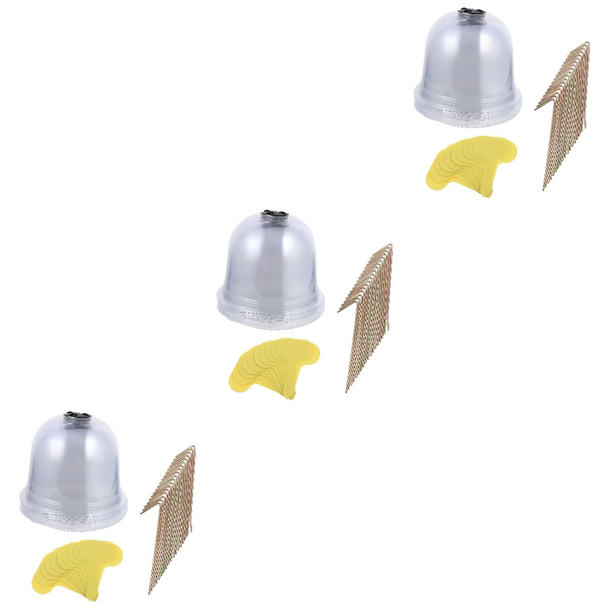 Angoily 3-Piece Garden Cloche Dome Set - Clear Plant Bell Covers for Outdoor Plants | Weatherproof Plant Protectors for Seedlings, Flowers & Vegetables | Perfect for Greenhouses, Raised Beds & Winter Gardening