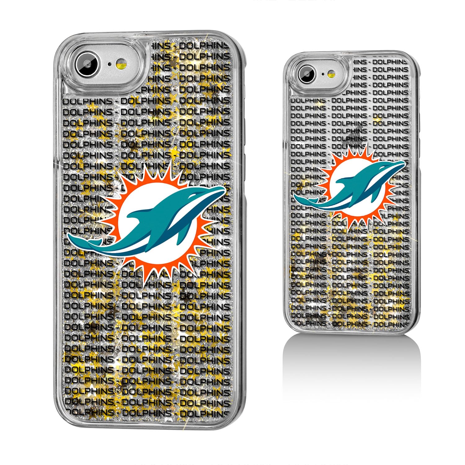 Miami Dolphins Glitter iPhone Case - Durable Protective Cover with Text Backdrop Design for iPhone 13/14/15 Pro Max - Perfect for Football Games, Tailgating & Dolphins Fan Gifts