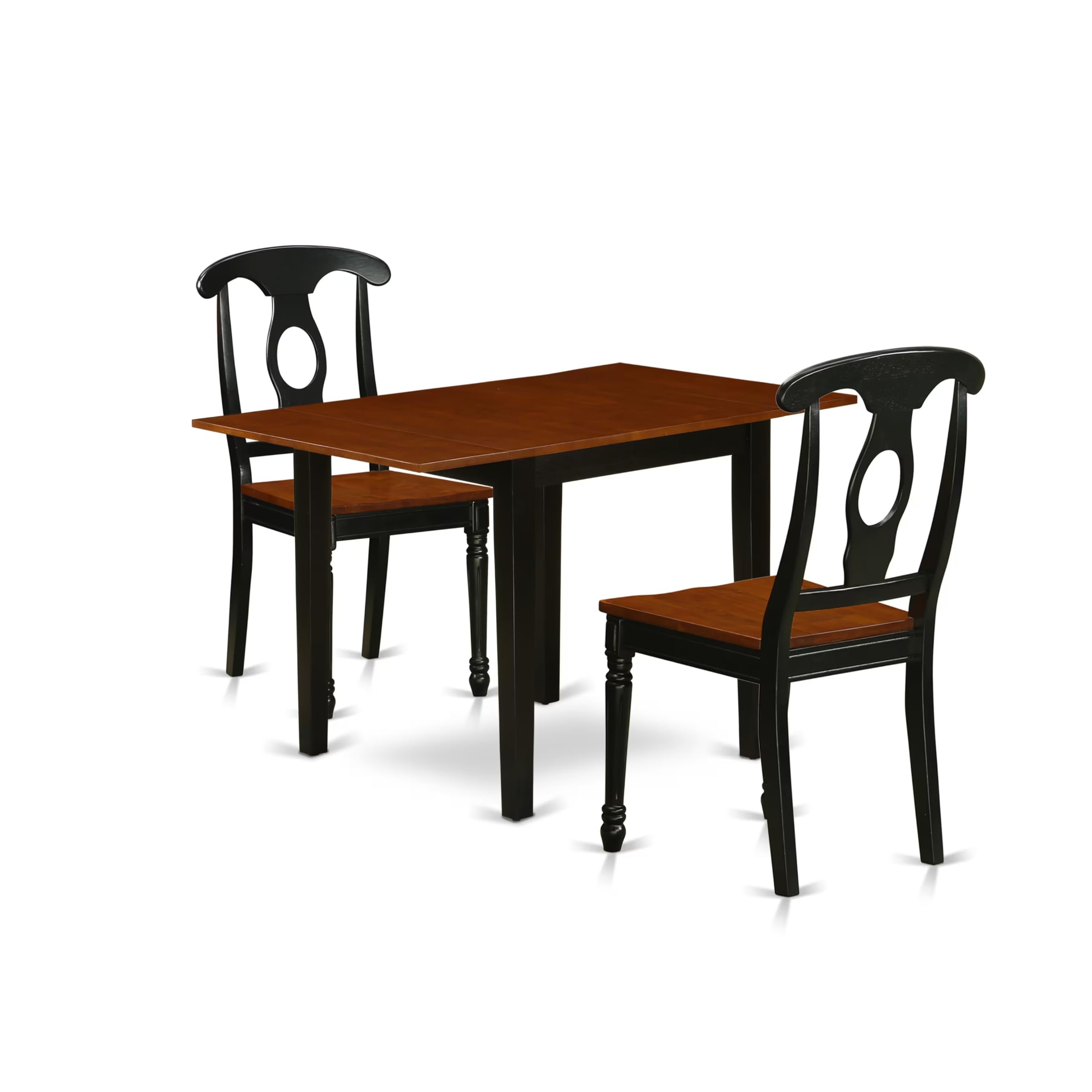 East West Furniture NDKE3-BCH-W 3-Piece Kitchen Dining Set with Drop-Leaf Table & 2 Chairs - 30x48 Inch Black Cherry for Small Spaces, Breakfast Nooks & Cozy Apartments