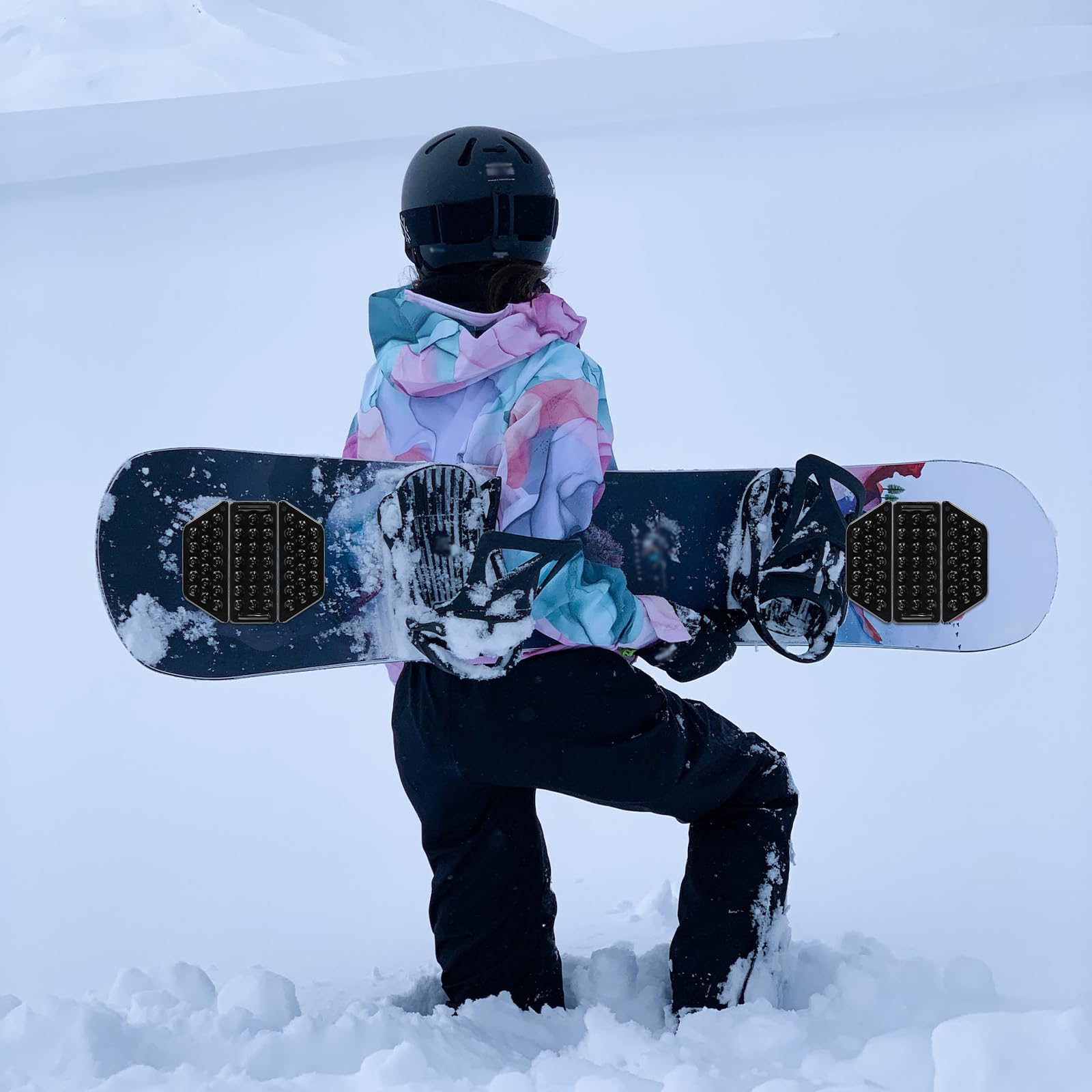 6pcs Black Spike Snowboard Stomp Pads - Anti-Slip Grip Mat for Enhanced Control & Safety | Perfect for Skiing, Snowboarding & Winter Sports Accessories