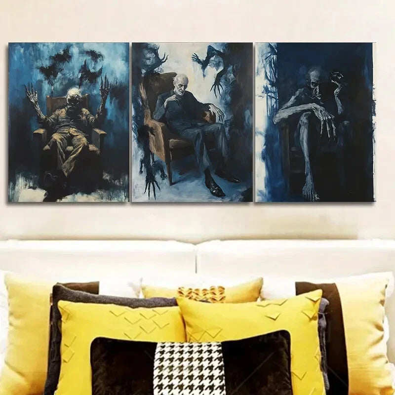 3-Piece Dark Themed Wall Art Canvas Set - Decadent Man Series (40x60cm Framed) | High Quality Australian Made Prints | Ready to Hang | Perfect for Living Room, Bedroom & Office Decor