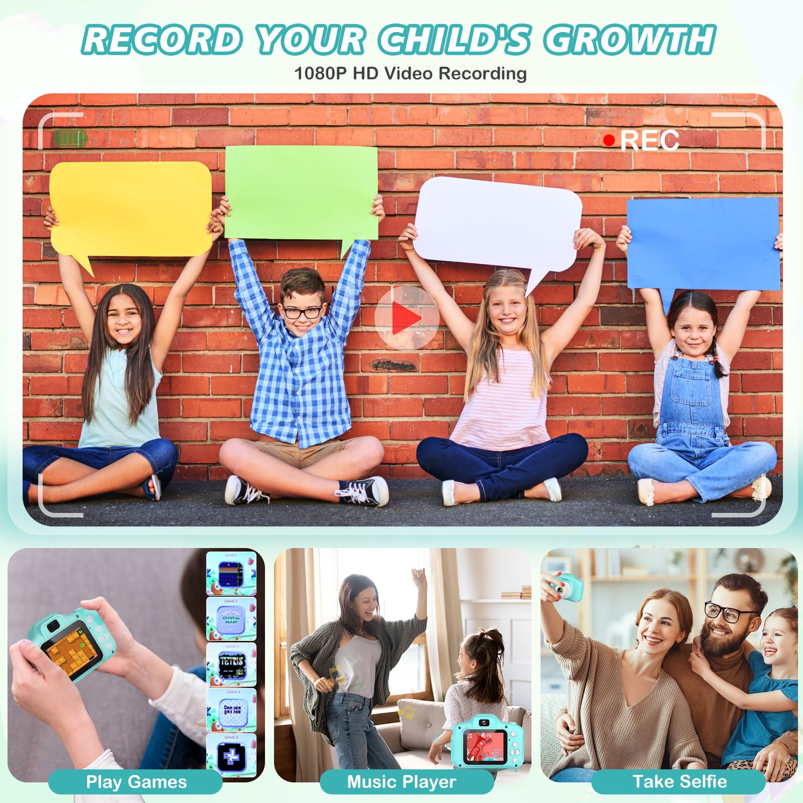 Kids Digital Camera for Girls & Boys Ages 3-12 - HD Selfie Camera with 32GB SD Card, Portable Toy Camera for Toddlers - Perfect Christmas Birthday Gift for Children | Capture Playtime, Travel & Family Moments