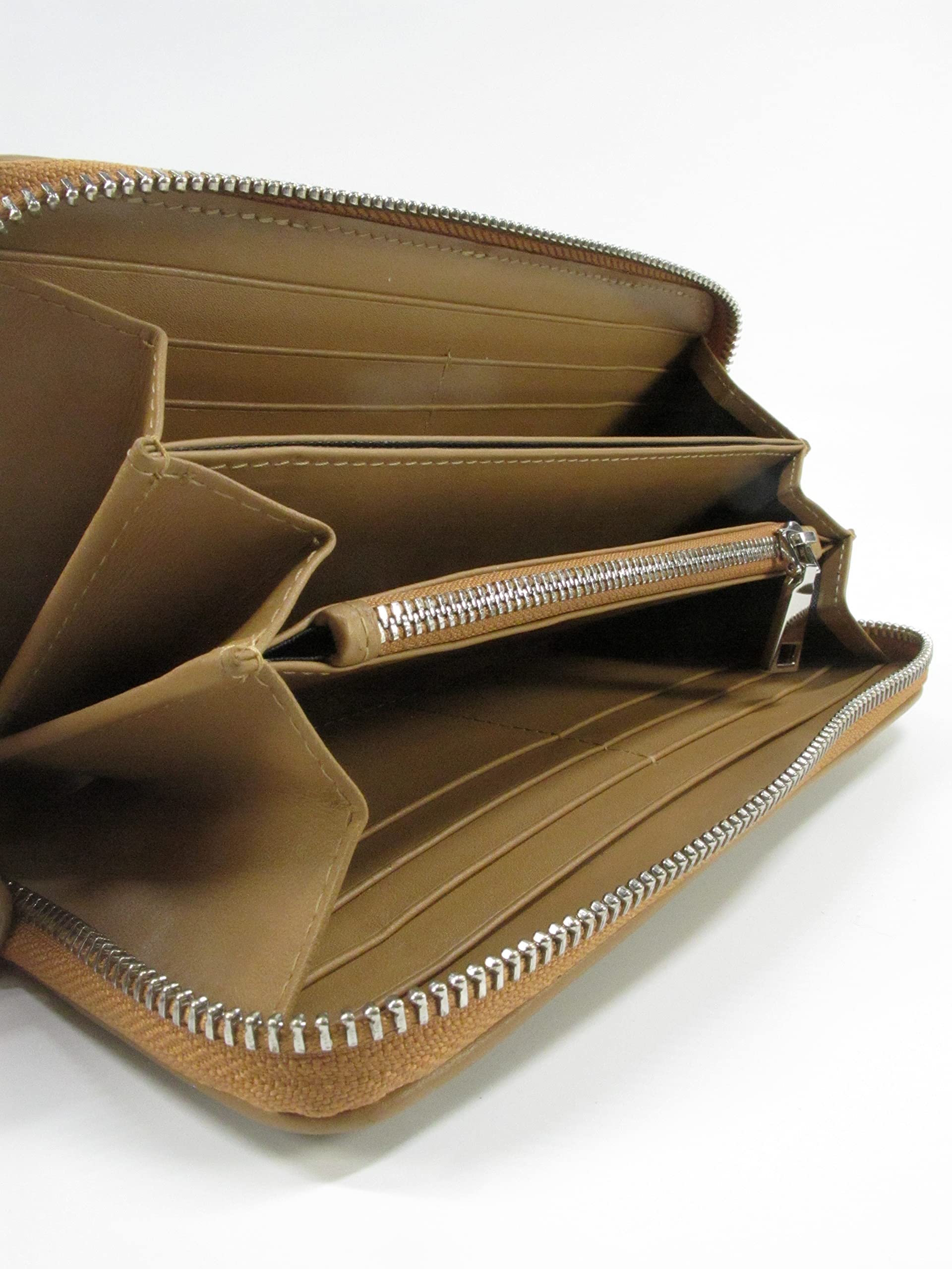 Genuine Polished Stingray Skin Women's Zip Around Clutch Wallet Purse - Nut Brown Leather Handbag for Evening Parties, Weddings & Special Occasions