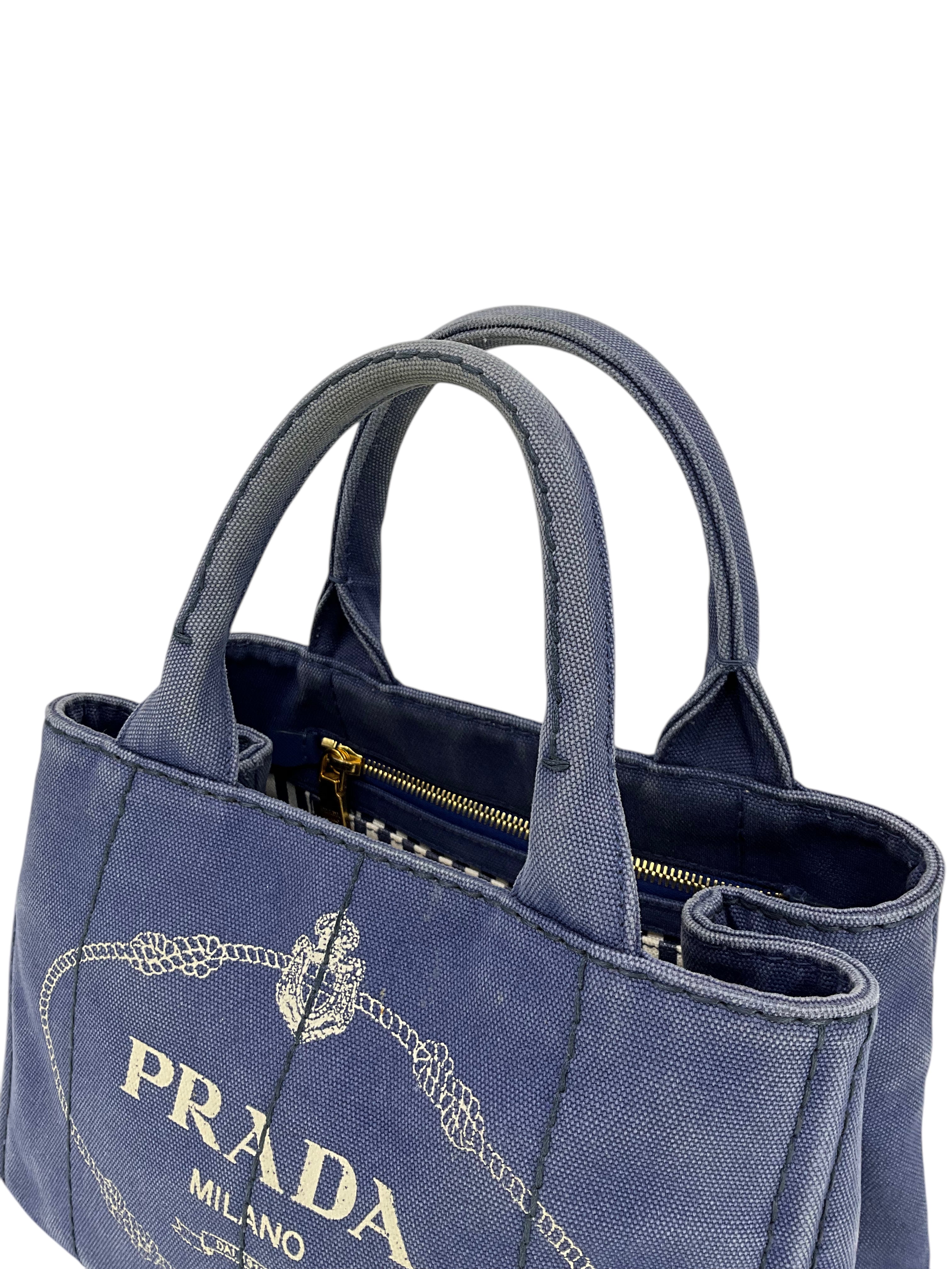 PRADA Canapa Convertible Canvas Small Tote Bag - Luxury Designer Handbag for Women | Perfect for Work, Travel & Everyday Use